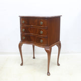 Small Mahogany Veneered Serpentine Front 3 drawer Chest of drawers