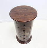 Solid Hardwood Drum Chest of Drawers / Side Cabinet - Slim and Narrow