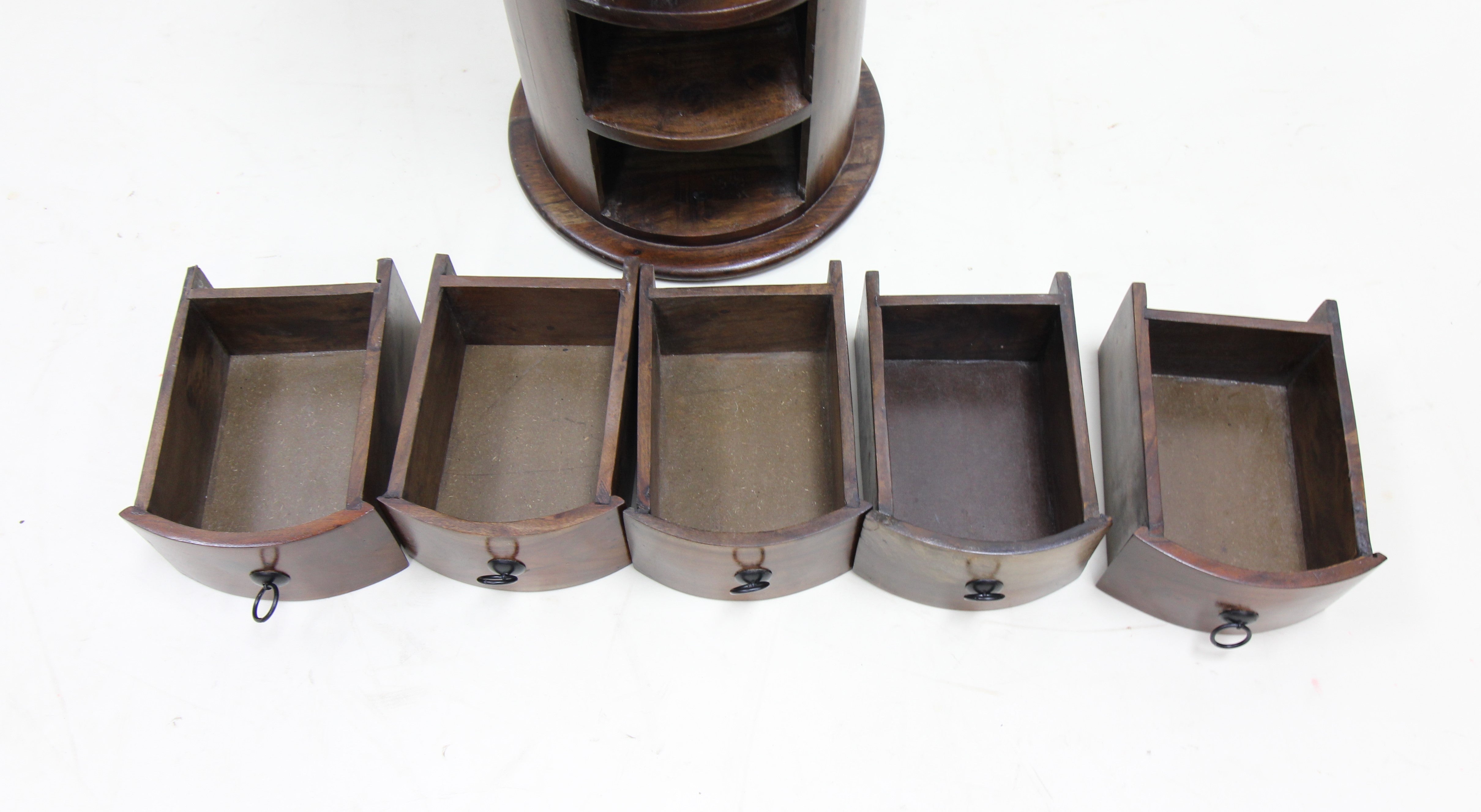 Solid Hardwood Drum Chest of Drawers / Side Cabinet - Slim and Narrow