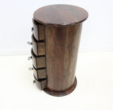 Solid Hardwood Drum Chest of Drawers / Side Cabinet - Slim and Narrow