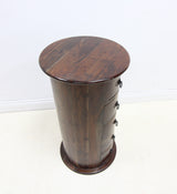 Solid Hardwood Drum Chest of Drawers / Side Cabinet - Slim and Narrow