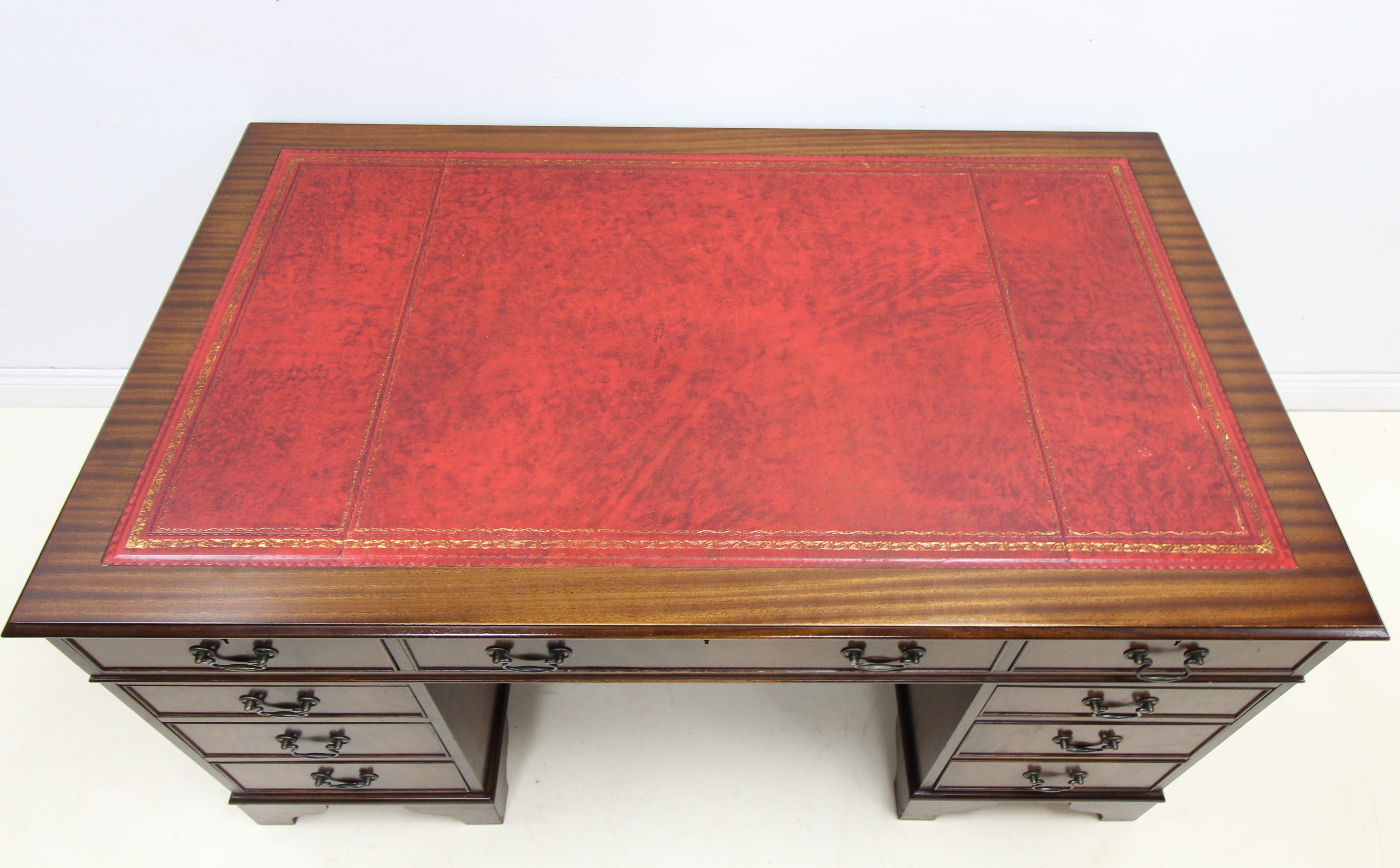 Large Leather Top Double Pedestal Desk