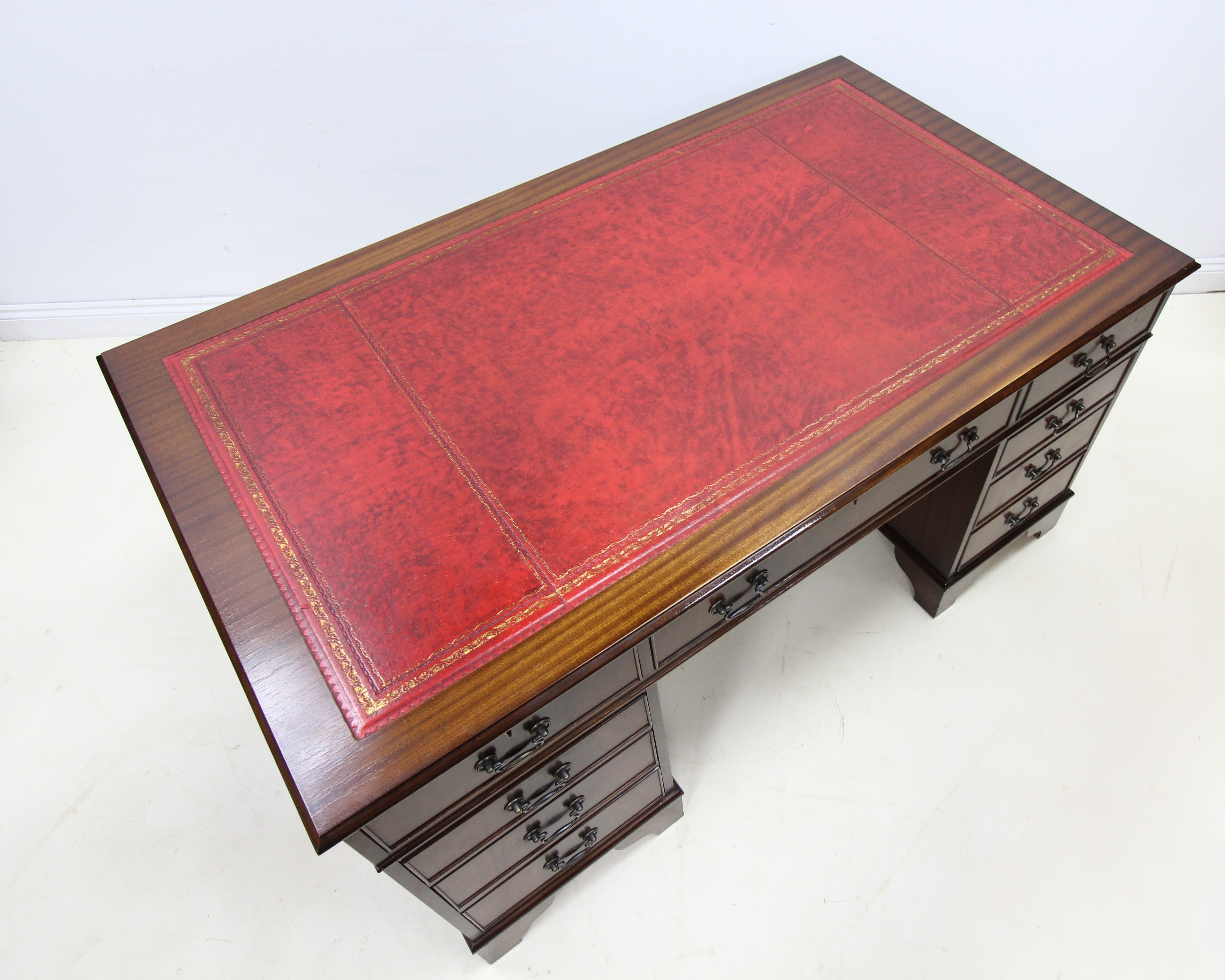 Large Leather Top Double Pedestal Desk