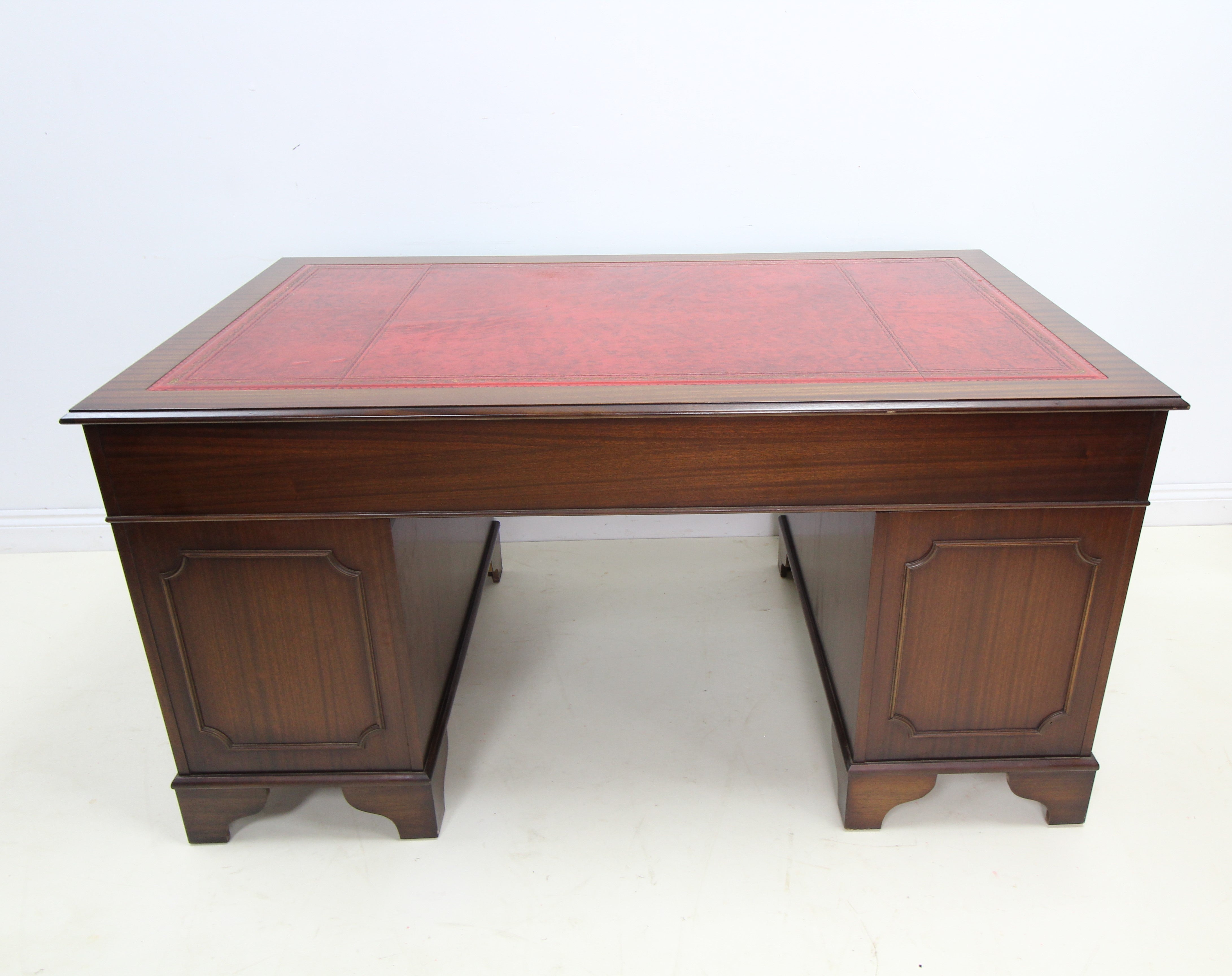 Large Leather Top Double Pedestal Desk