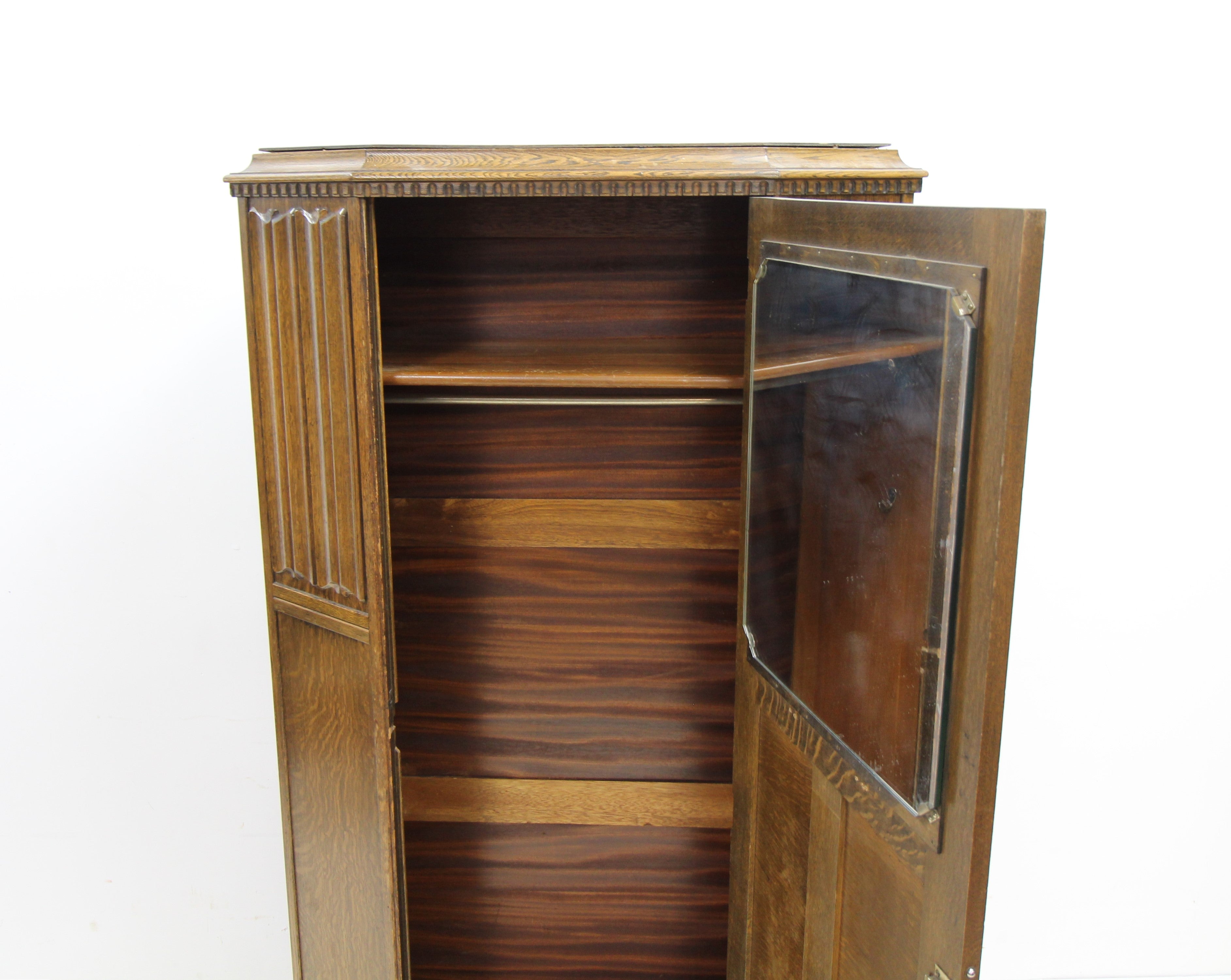 Vintage Old Charm style Linen Fold Oak Single Wardrobe