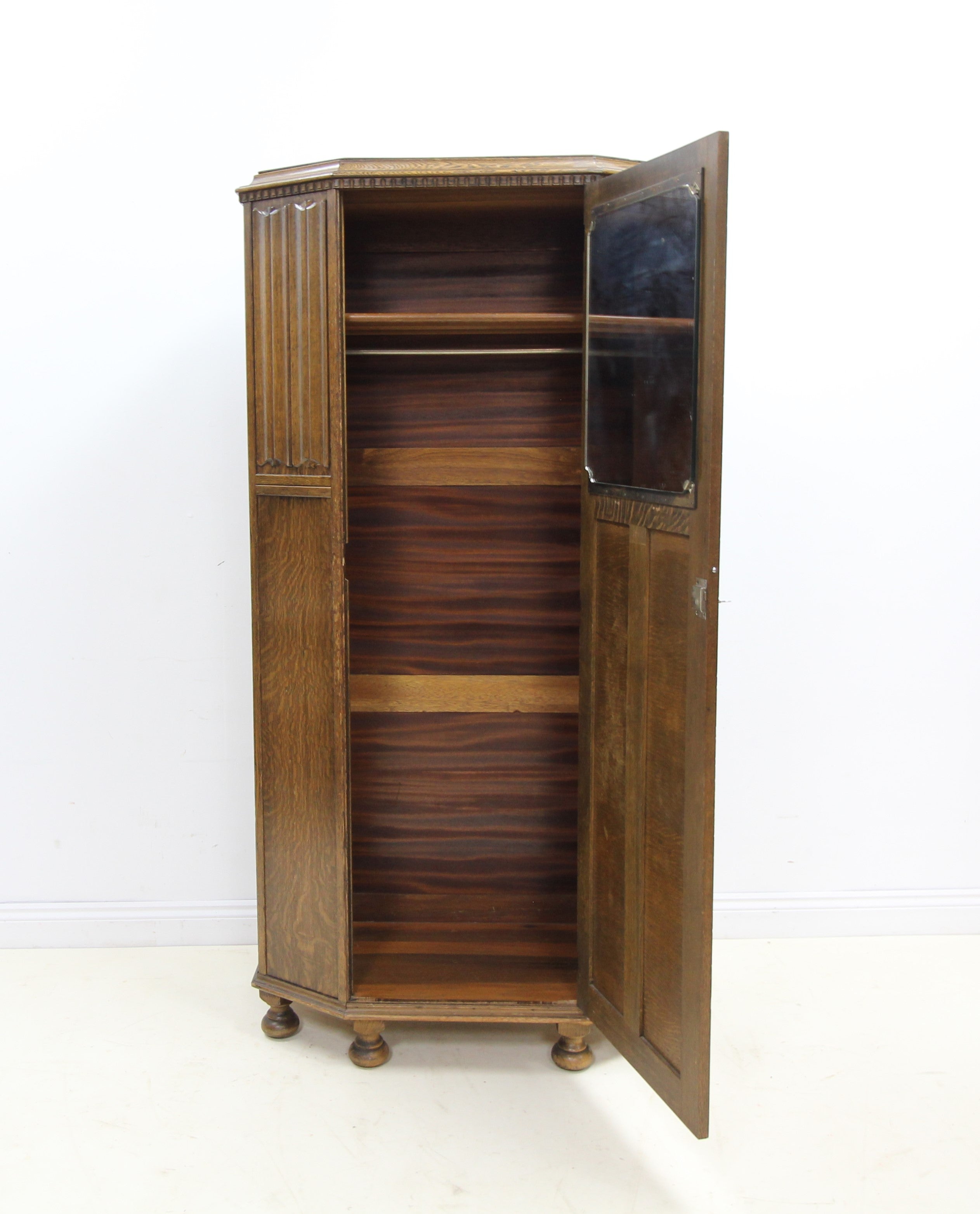 Vintage Old Charm style Linen Fold Oak Single Wardrobe