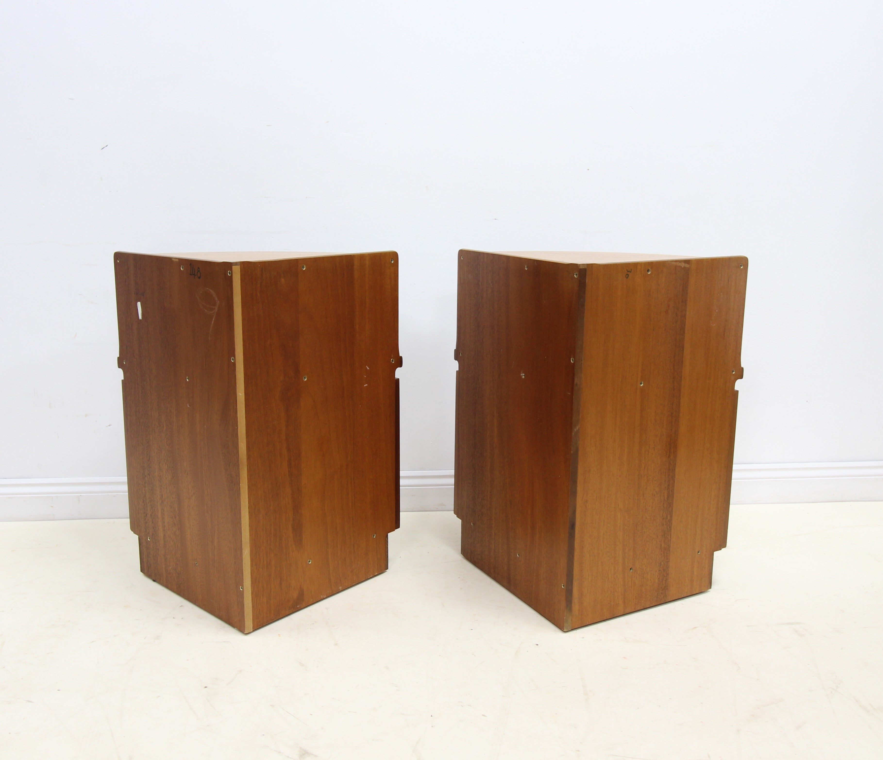 Stylish pair of mid-century Nathan teak corner units or Bedside Cabinets