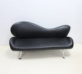 Modern Retro Style Sofa in Black Leatherette