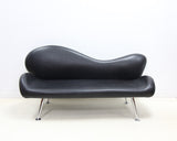 Modern Retro Style Sofa in Black Leatherette