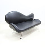 Modern Retro Style Sofa in Black Leatherette