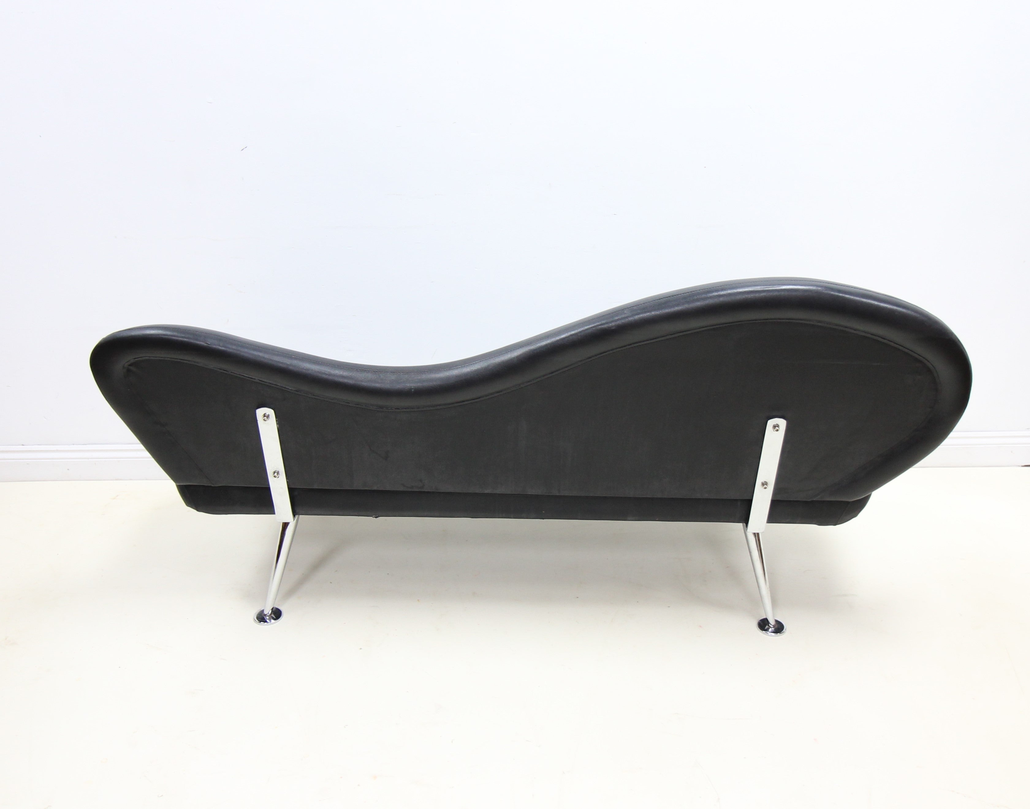 Modern Retro Style Sofa in Black Leatherette