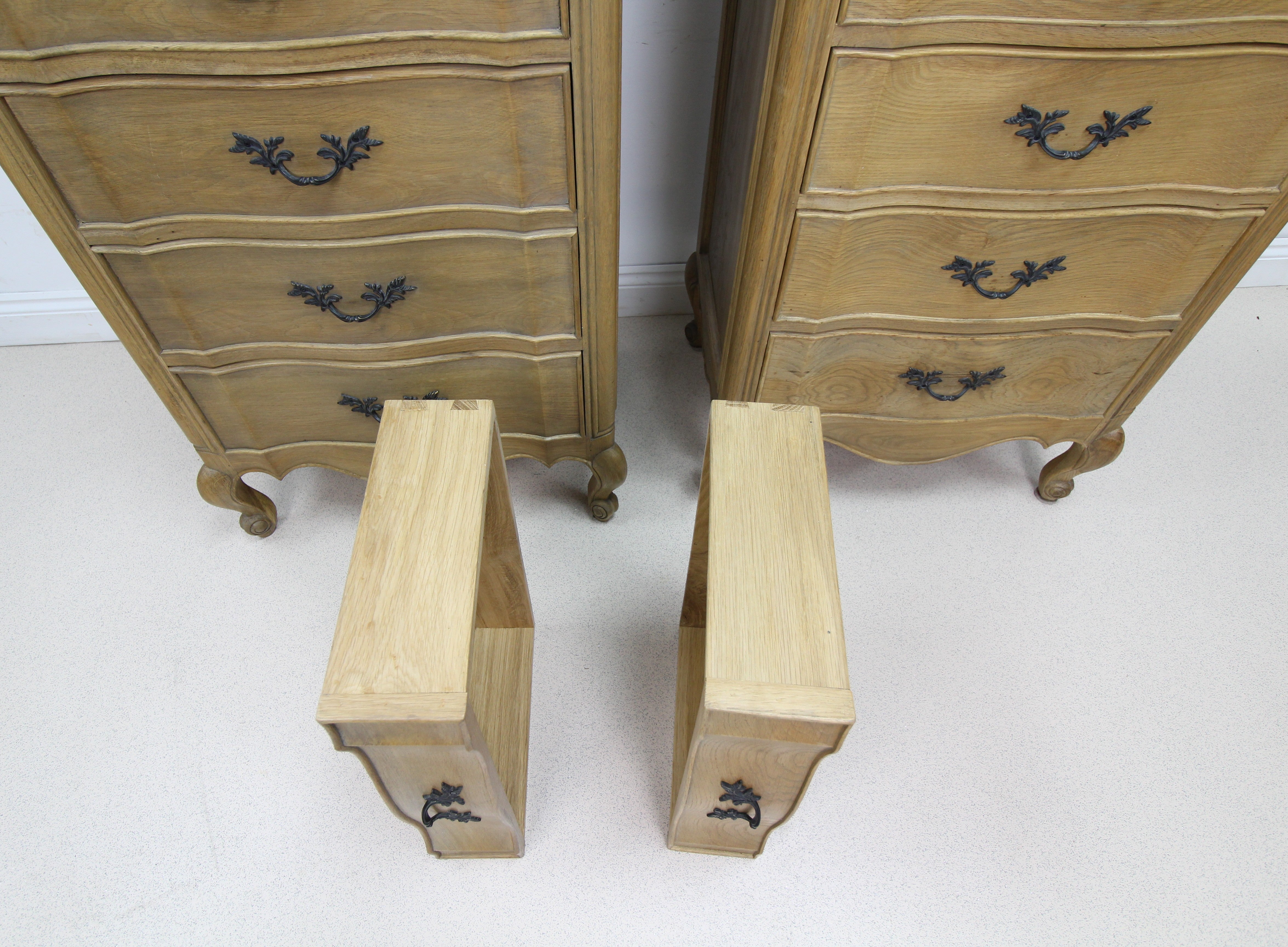 Pair of French Style Rustic Solid Wood Tallboy Chest Of Drawers