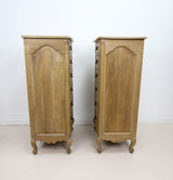 Pair of French Style Rustic Solid Wood Tallboy Chest Of Drawers