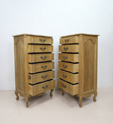 Pair of French Style Rustic Solid Wood Tallboy Chest Of Drawers