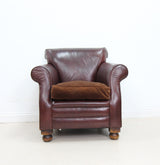 Quality Brown Leather with Fabric Cushion Chair Armchair - Tetrad Keats ?