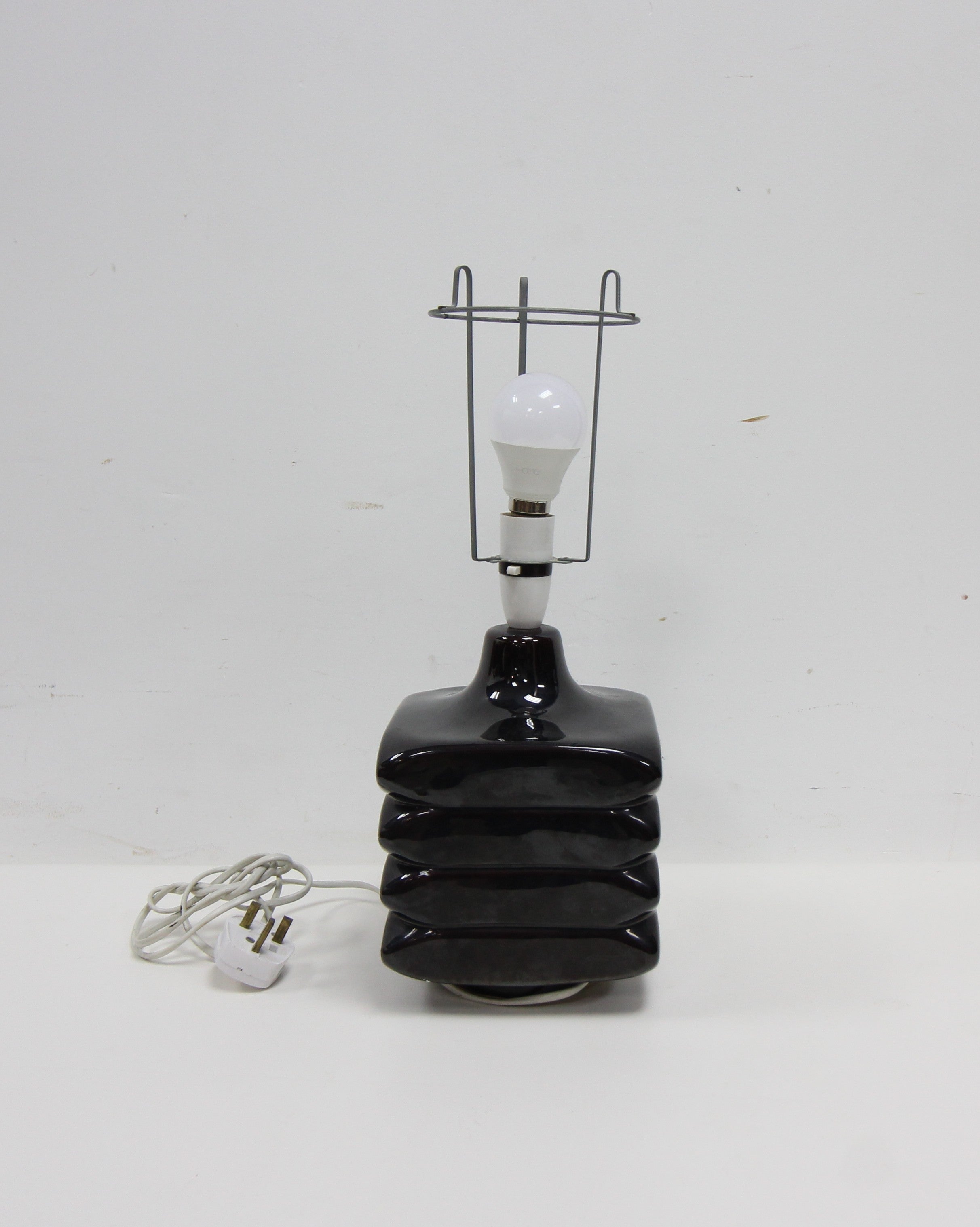 Black Ceramic 'Facette' Table Lamp in the style Cari Zalloni