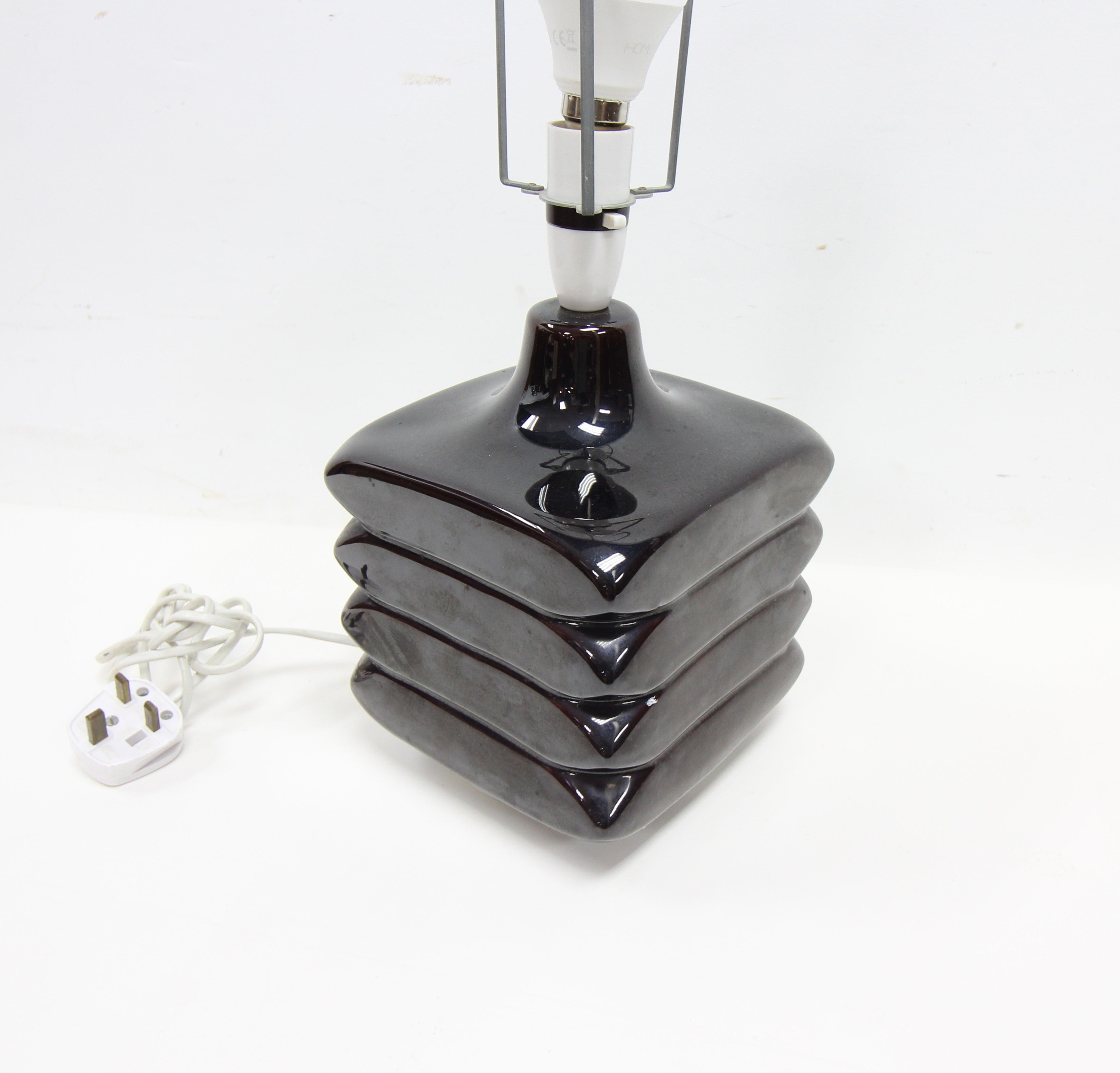 Black Ceramic 'Facette' Table Lamp in the style Cari Zalloni