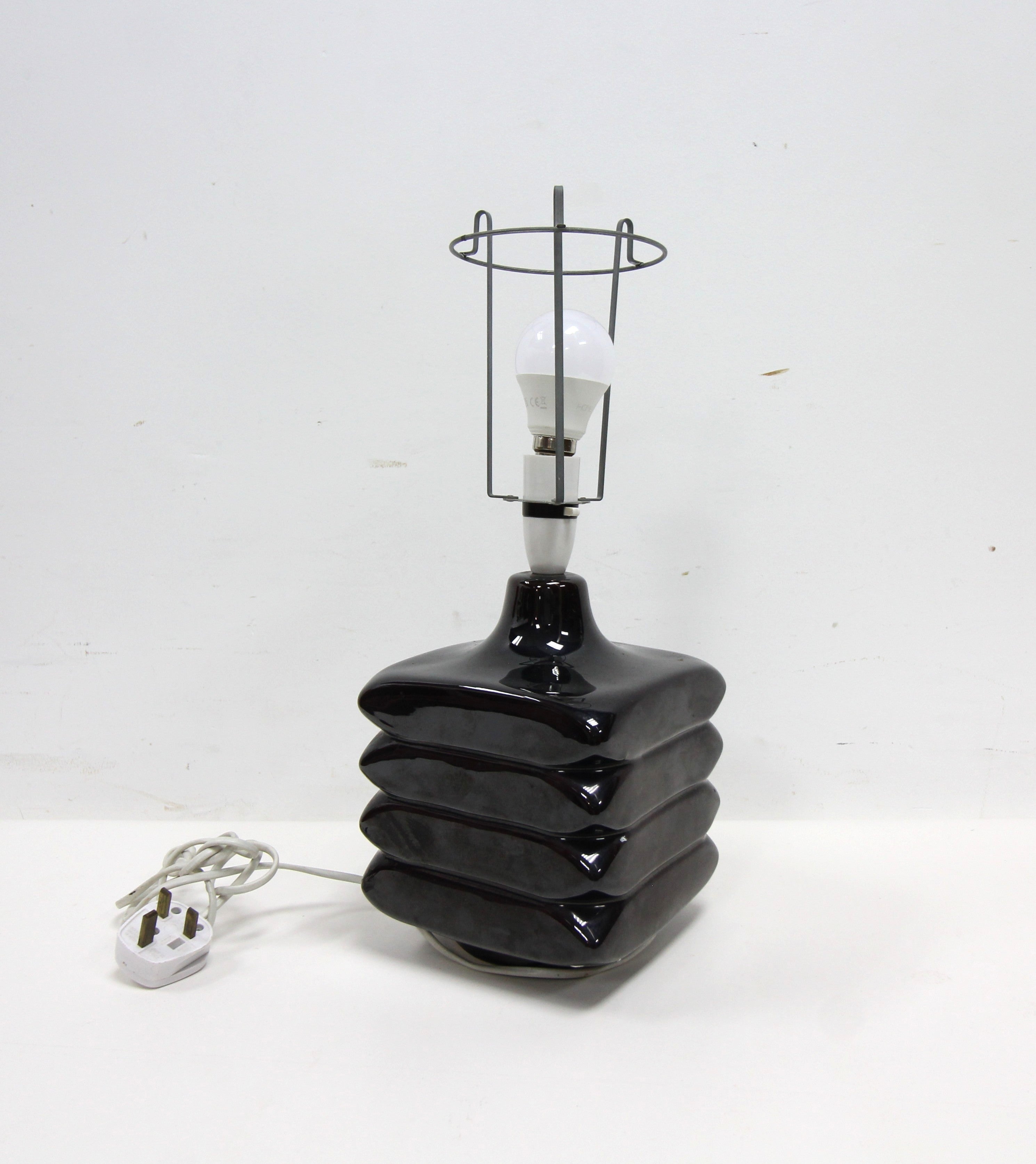 Black Ceramic 'Facette' Table Lamp in the style Cari Zalloni