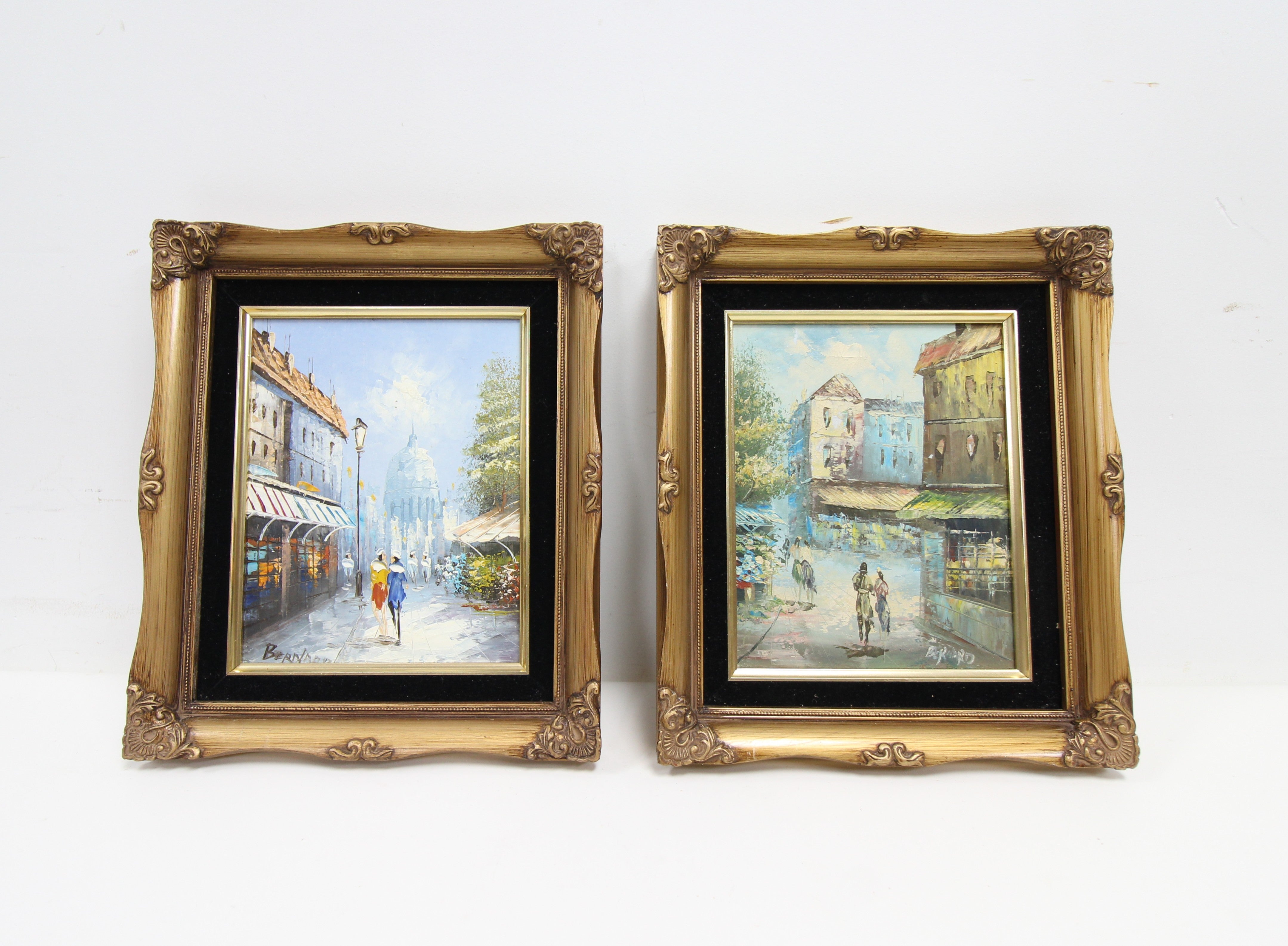 Pair of Small Framed Oil Paintings signed Bernard