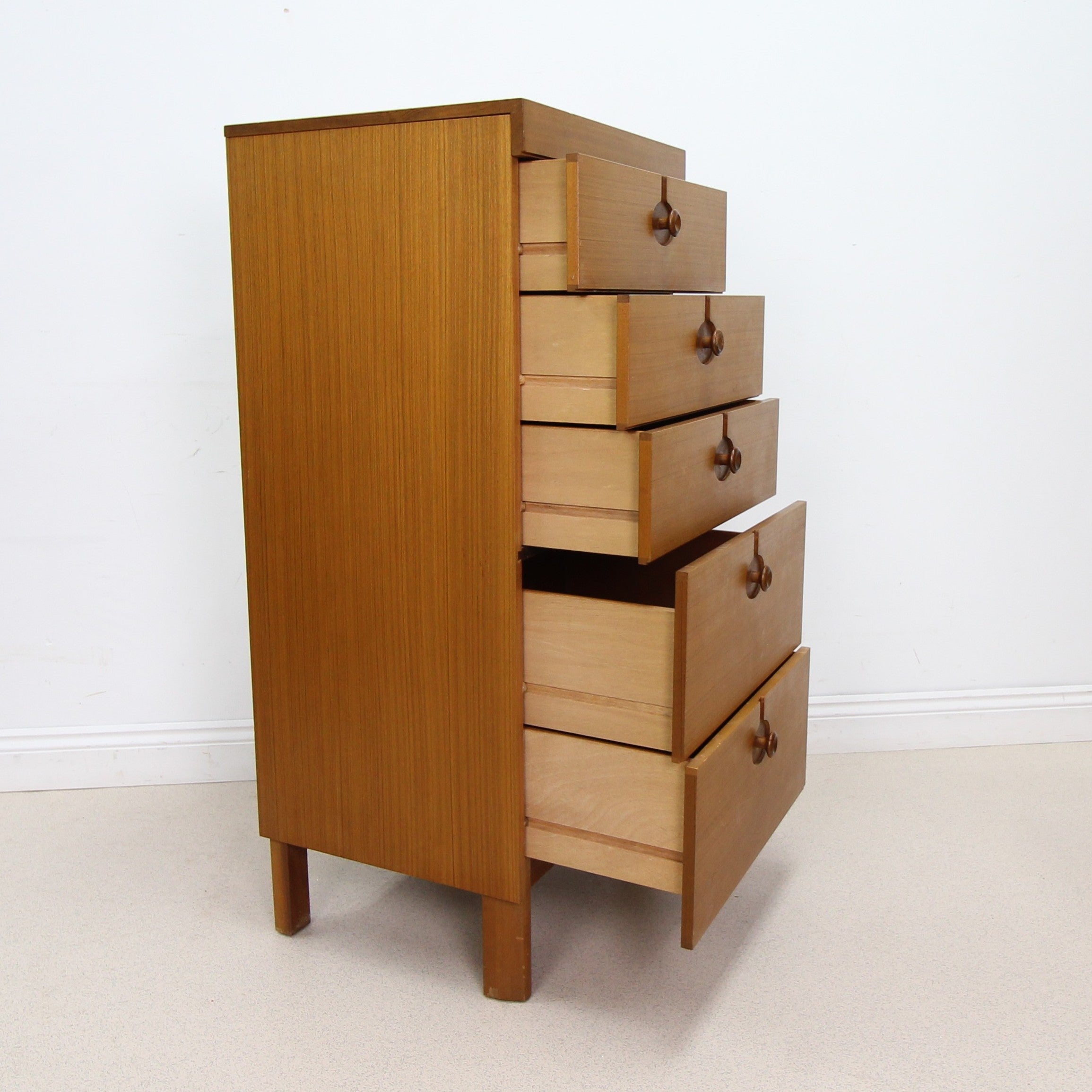 Vintage Teak Tallboy Chest of Drawers by Nathan