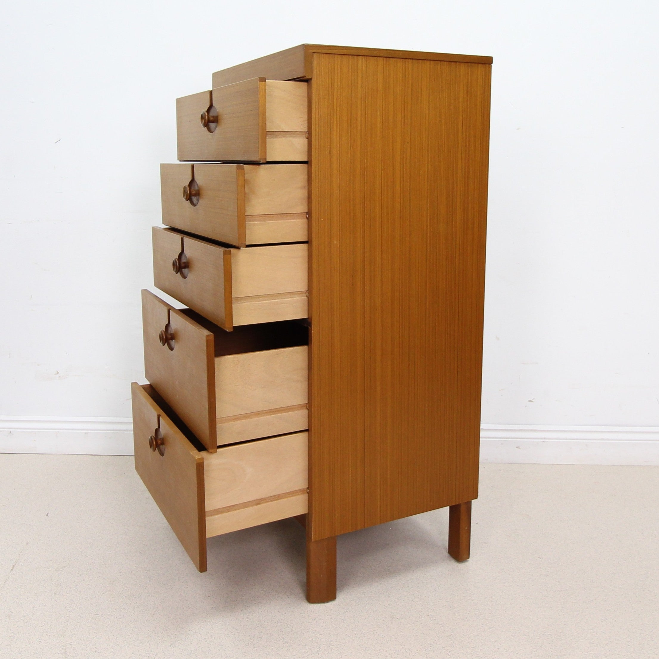 Vintage Teak Tallboy Chest of Drawers by Nathan
