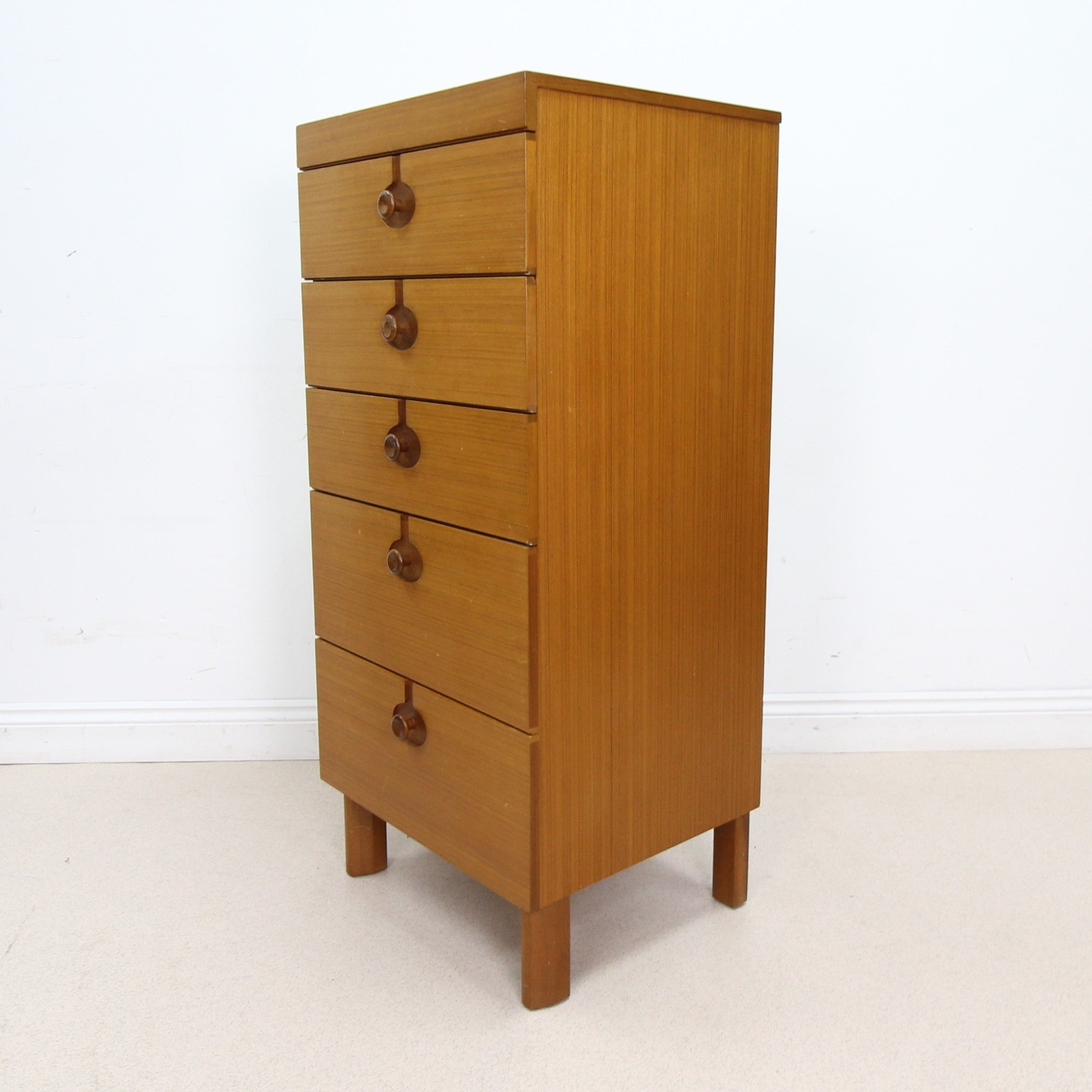 Vintage Teak Tallboy Chest of Drawers by Nathan