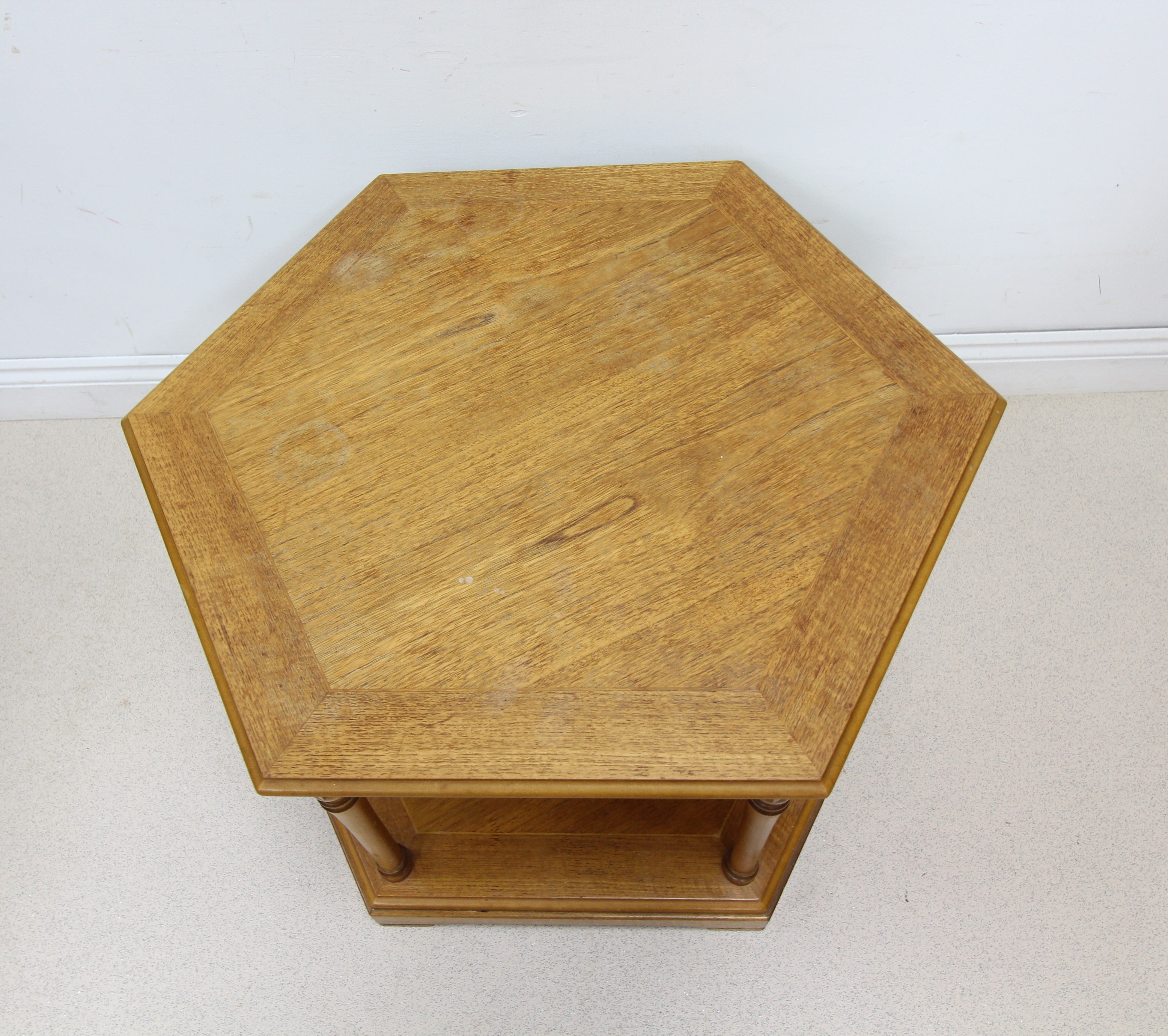Vintage Hexagonal Teak Coffee Table With Undershelf