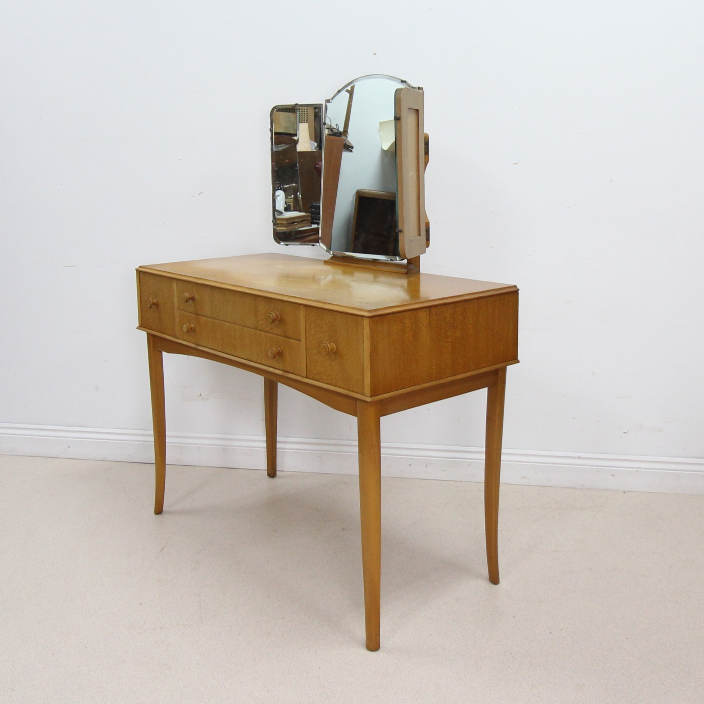 Rare Mid Century British Lacewood Dressing Table by Vesper Furniture - Model CC41