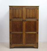 Vintage Old Charm Style Carved Oak Double Wardrobe