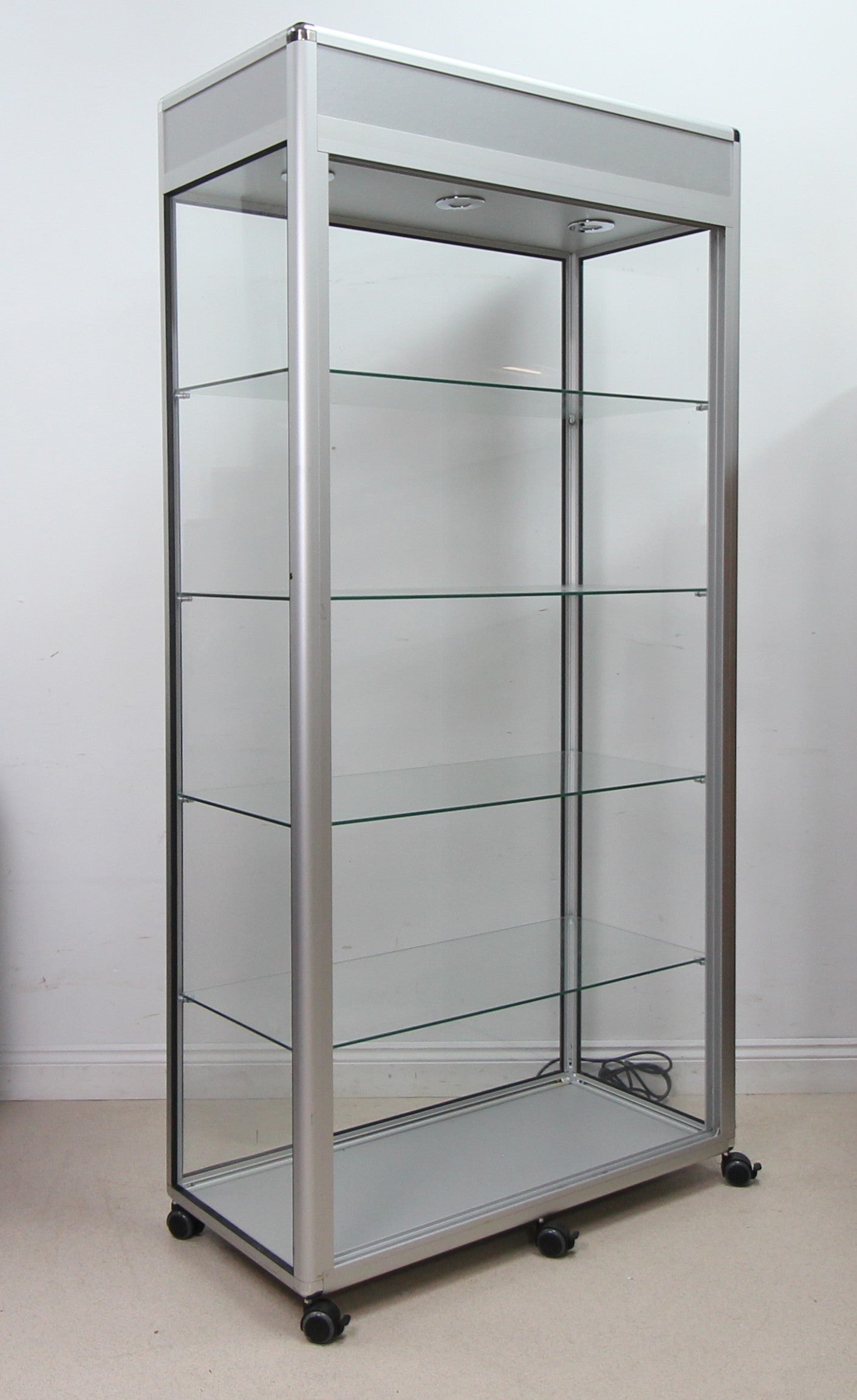 A Spacious Glass Display Cabinet For Shop or Showroom -Free Standing with Lights