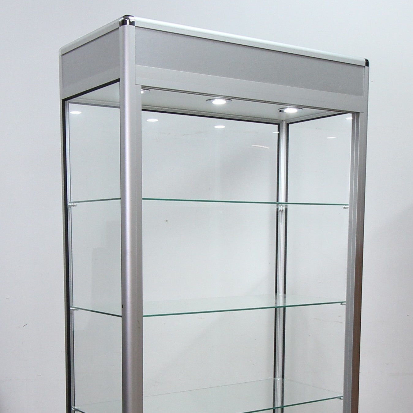 A Spacious Glass Display Cabinet For Shop or Showroom -Free Standing with Lights