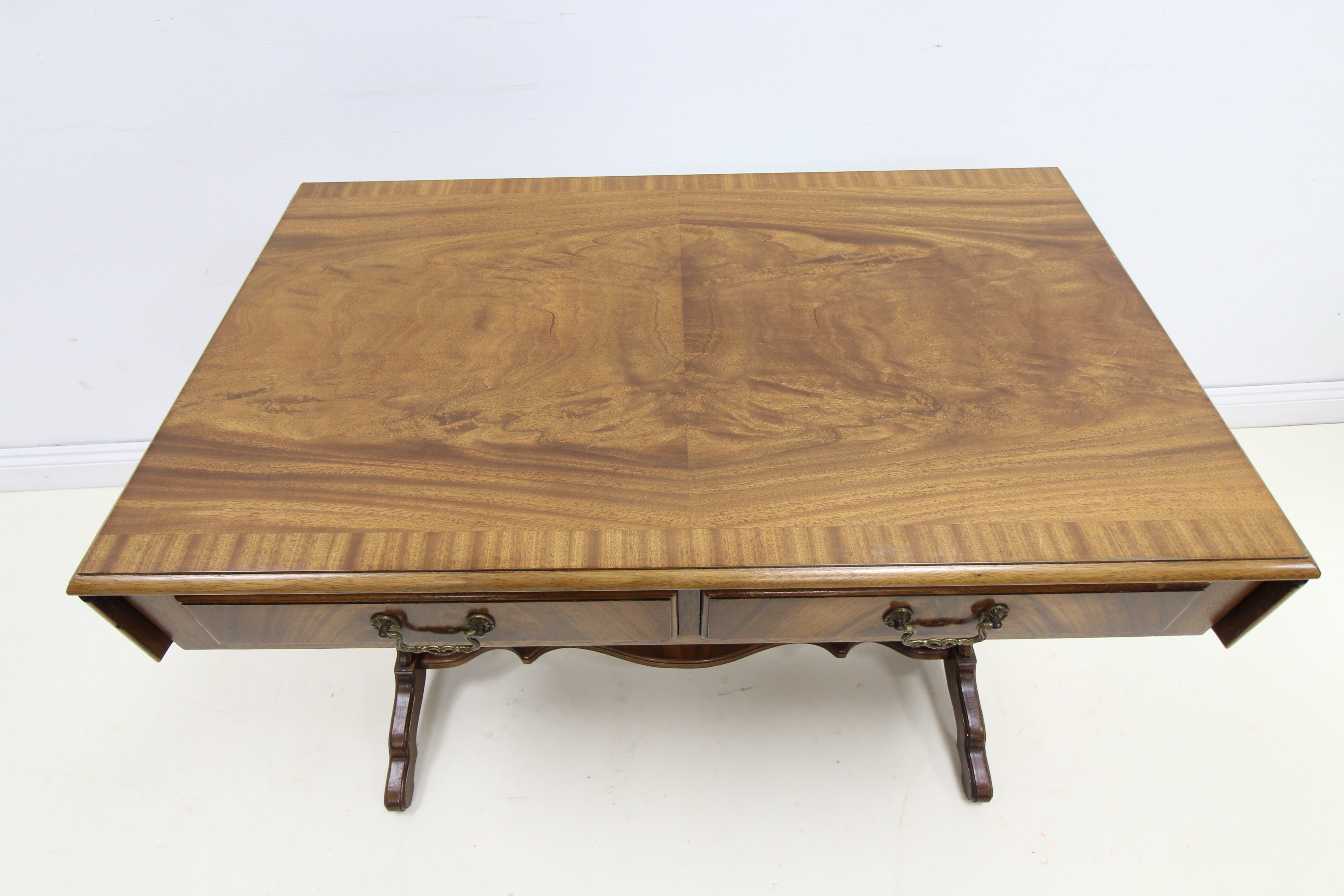 Bevan Funnell Reprodux Vintage Mahogany Drop leaf Extendable Table with Drawers