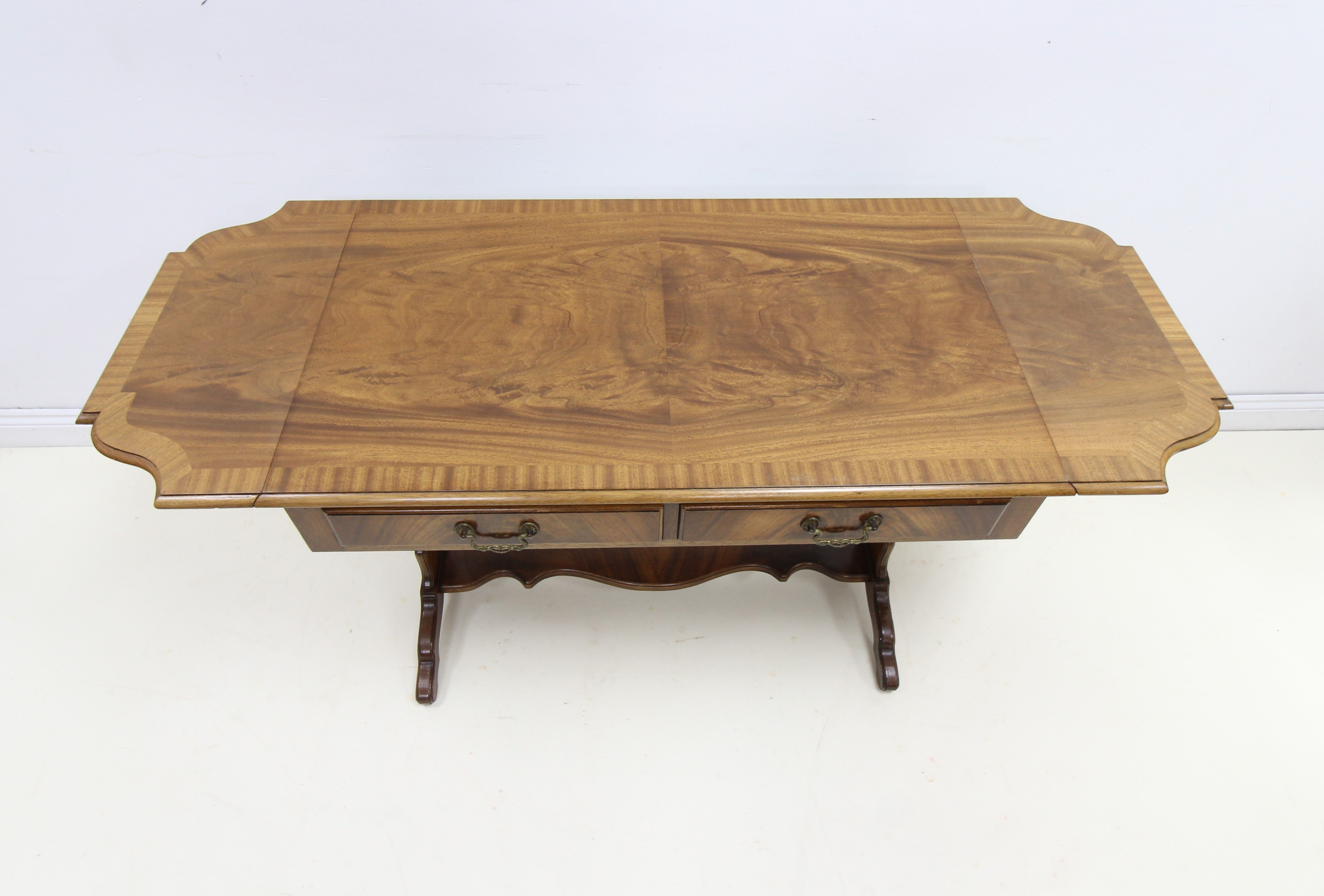 Bevan Funnell Reprodux Vintage Mahogany Drop leaf Extendable Table with Drawers