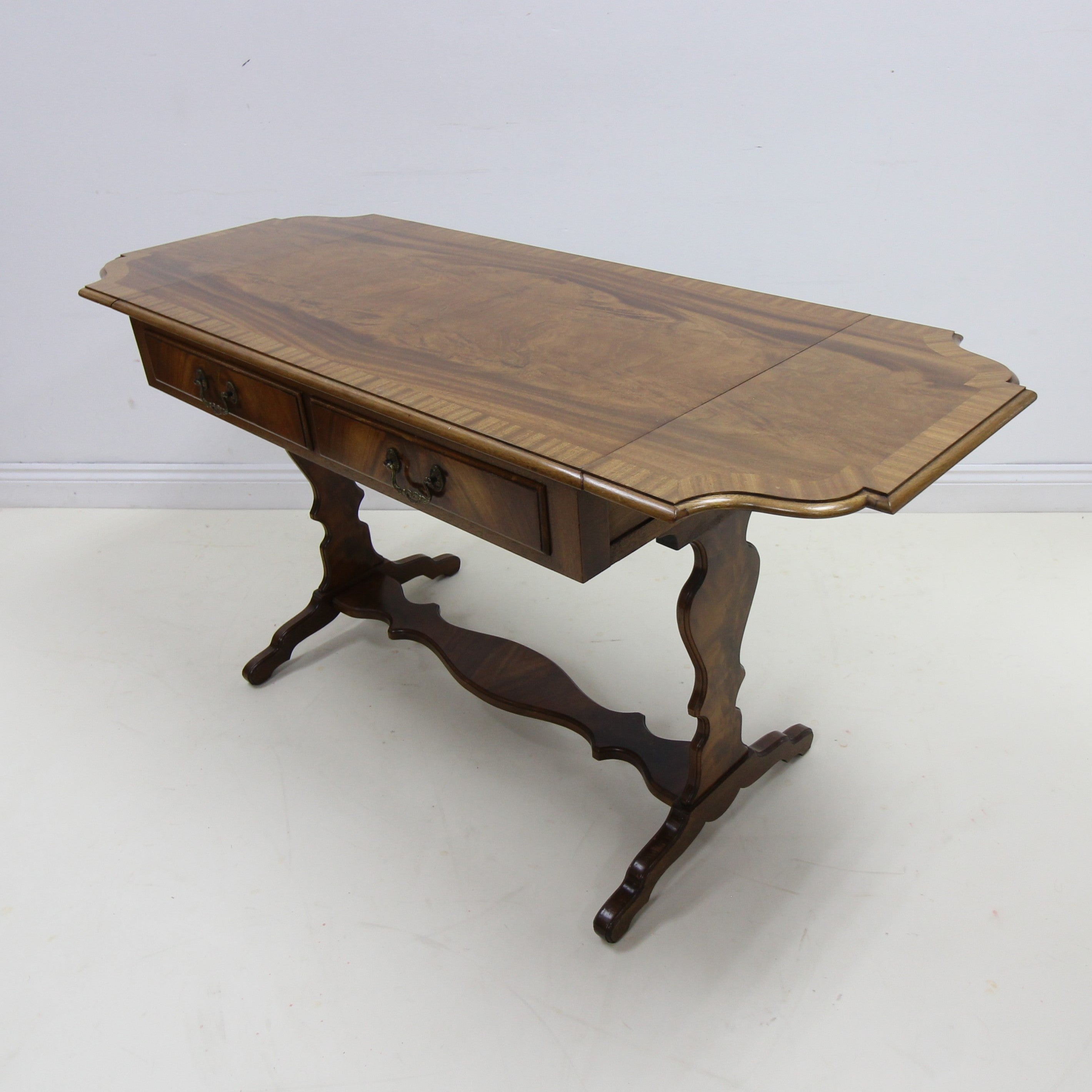 Bevan Funnell Reprodux Vintage Mahogany Drop leaf Extendable Table with Drawers
