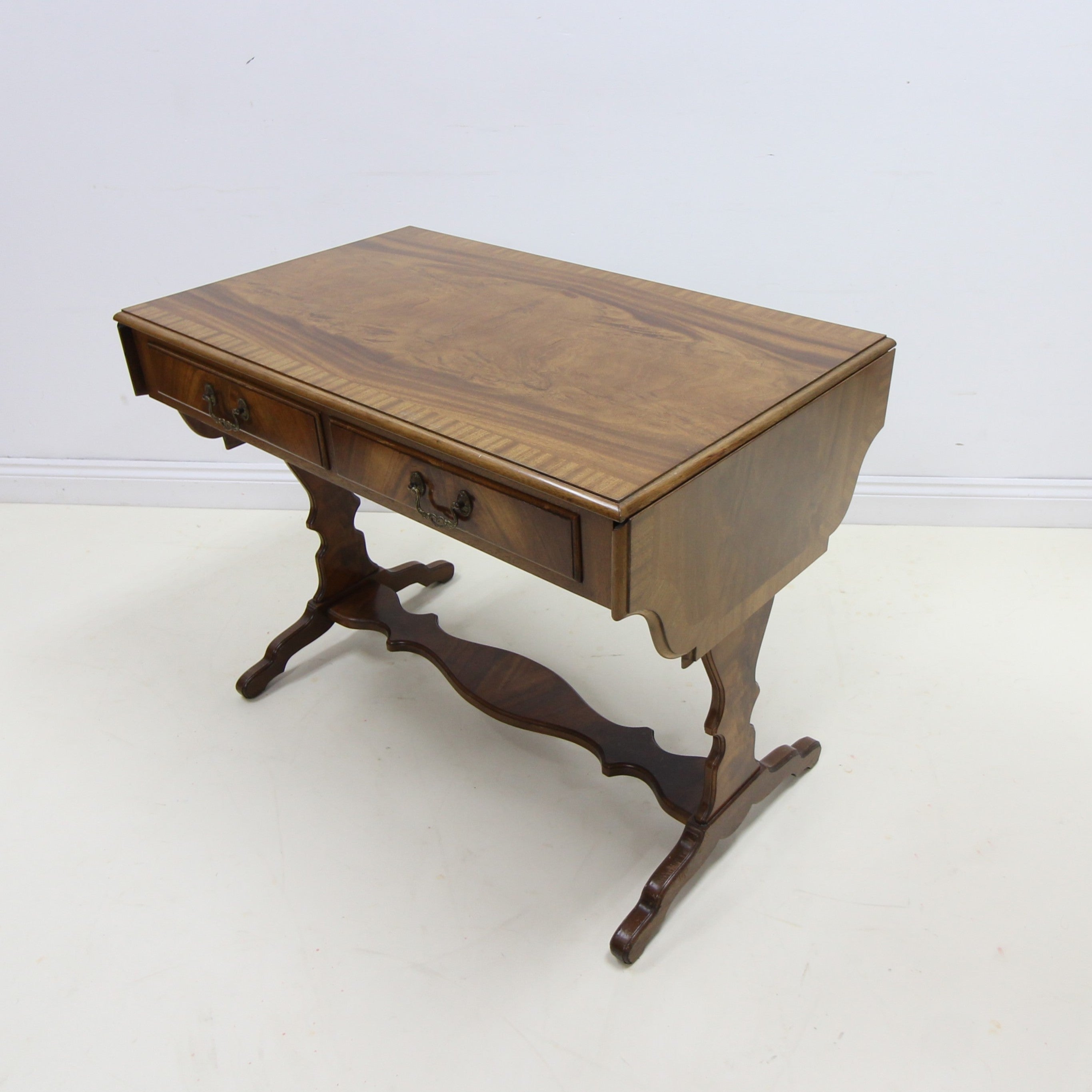 Bevan Funnell Reprodux Vintage Mahogany Drop leaf Extendable Table with Drawers