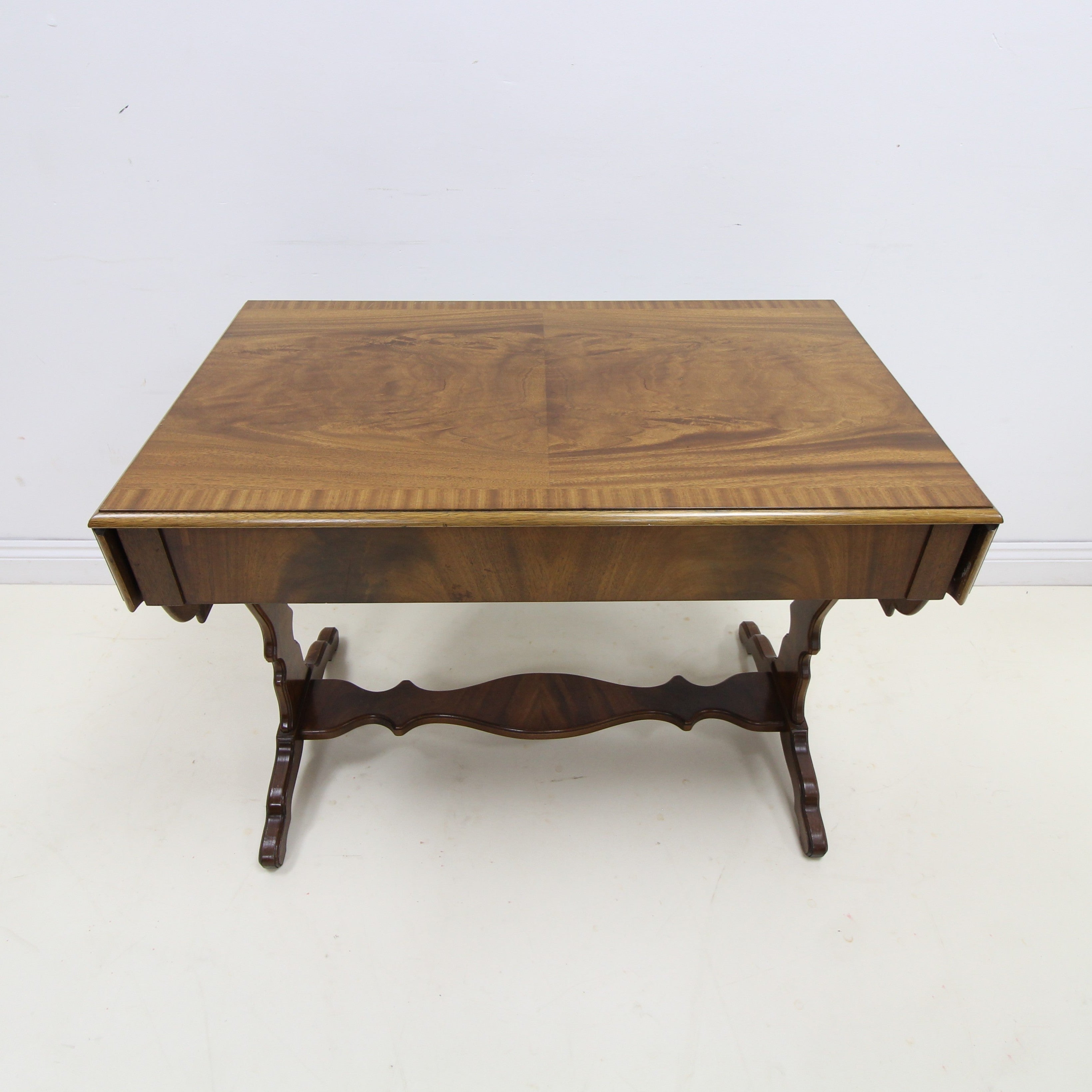 Bevan Funnell Reprodux Vintage Mahogany Drop leaf Extendable Table with Drawers