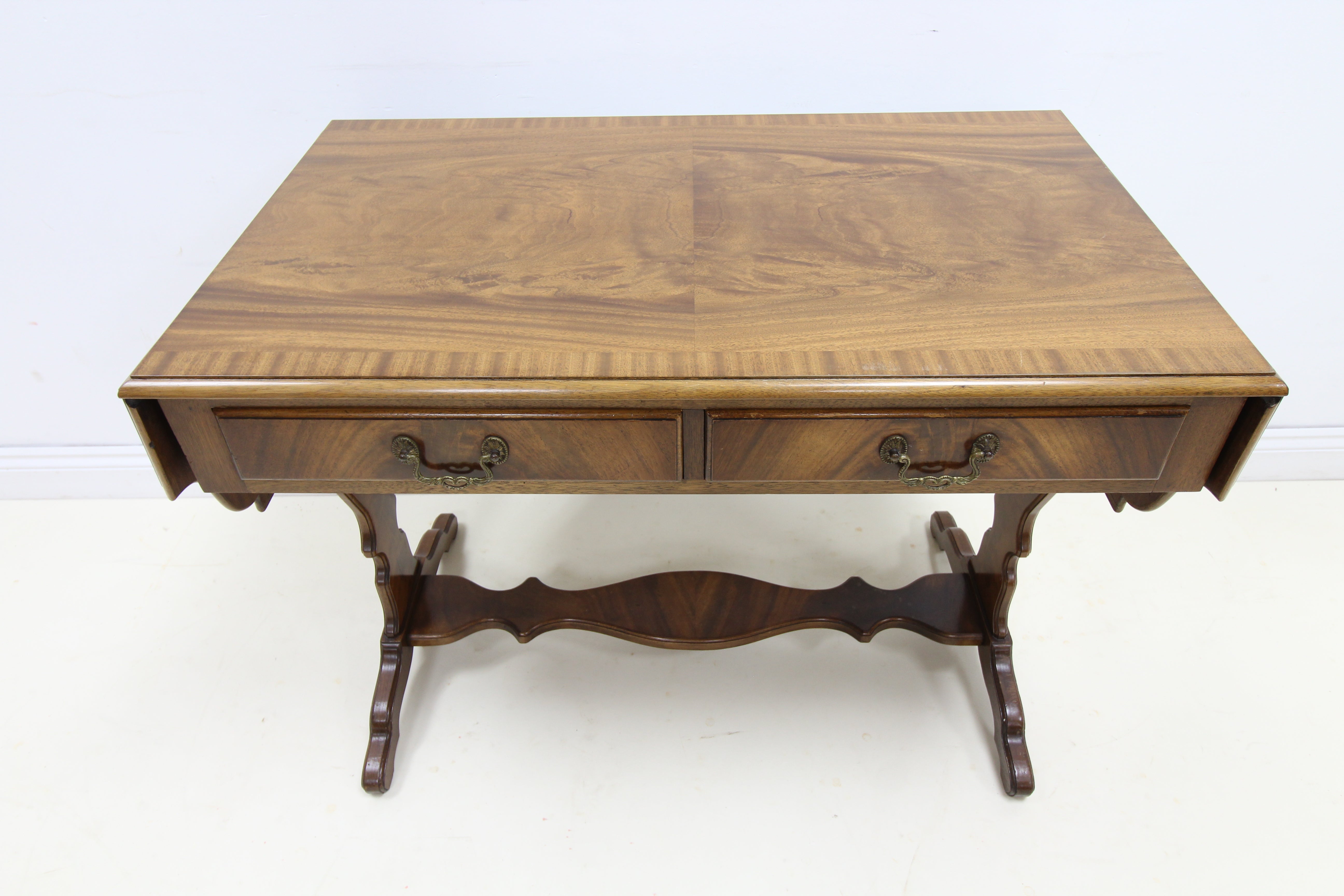 Bevan Funnell Reprodux Vintage Mahogany Drop leaf Extendable Table with Drawers