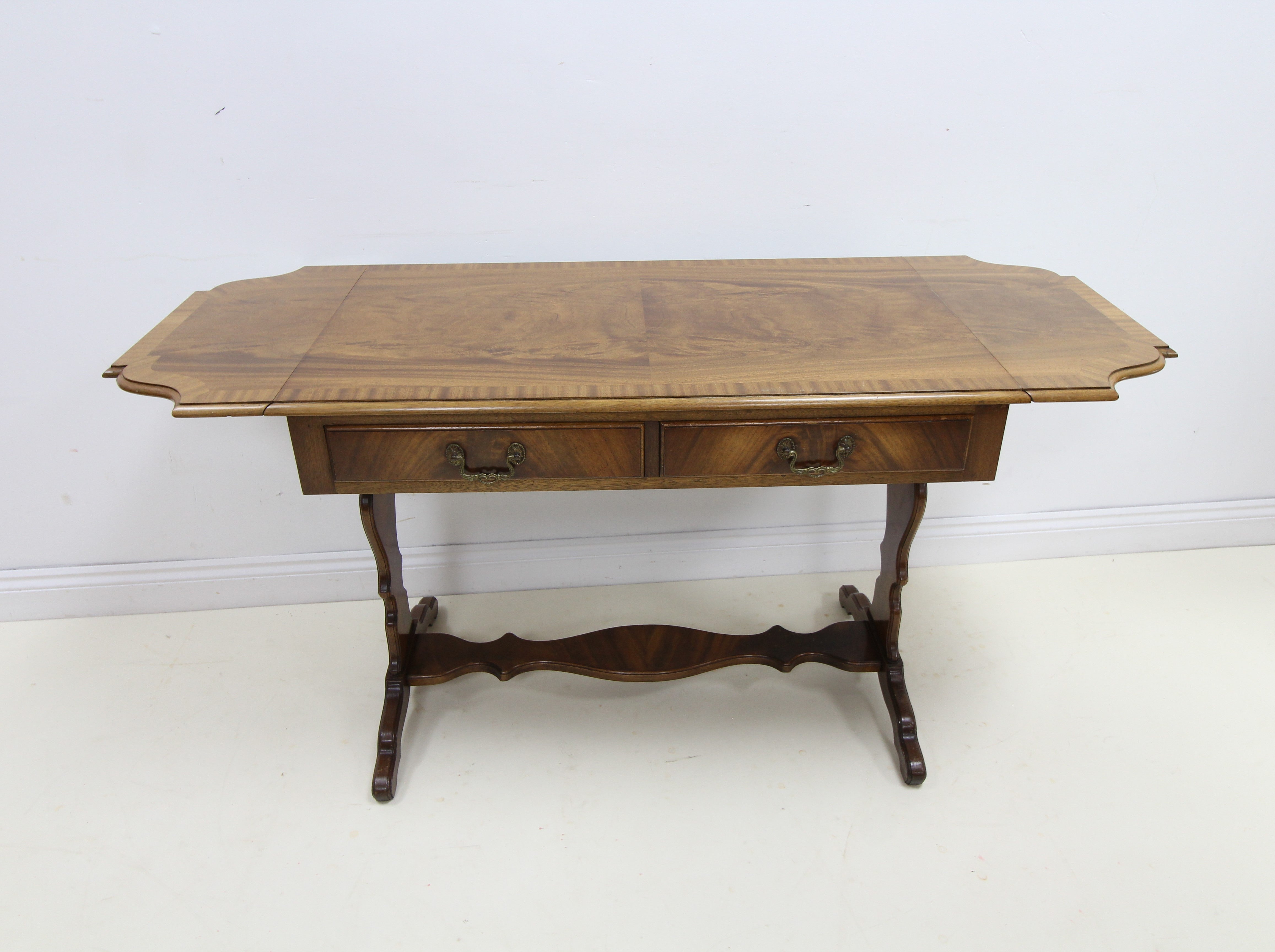 Bevan Funnell Reprodux Vintage Mahogany Drop leaf Extendable Table with Drawers