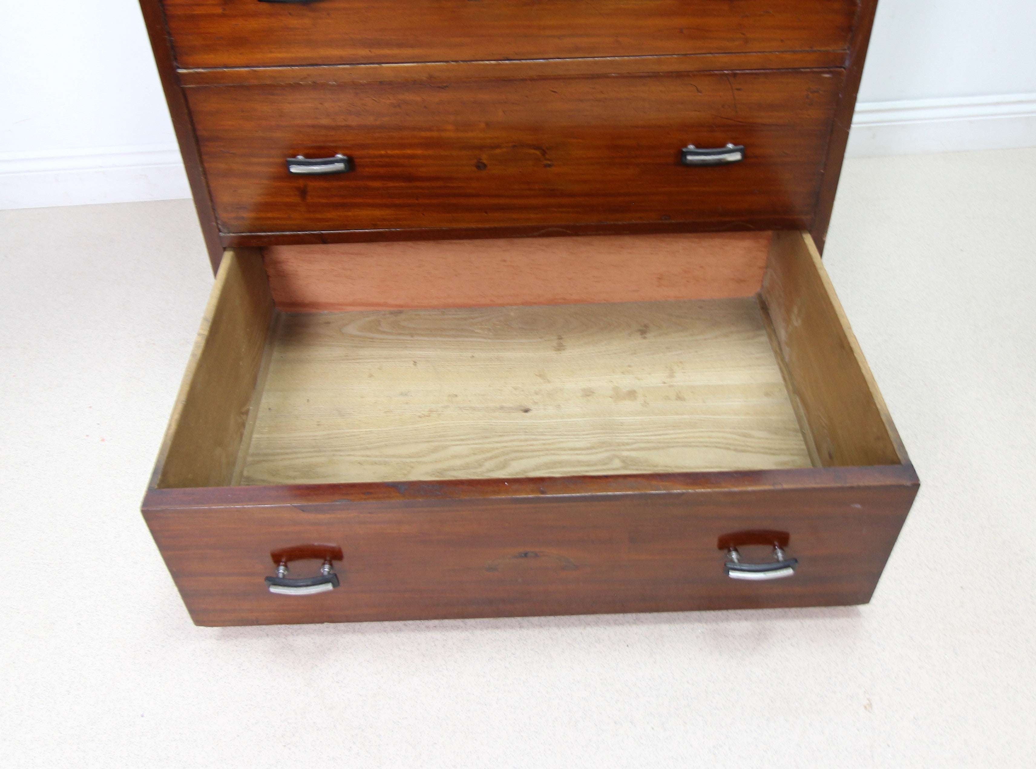 Large Art Deco Mahogany Secretaire Chest Of Drawers