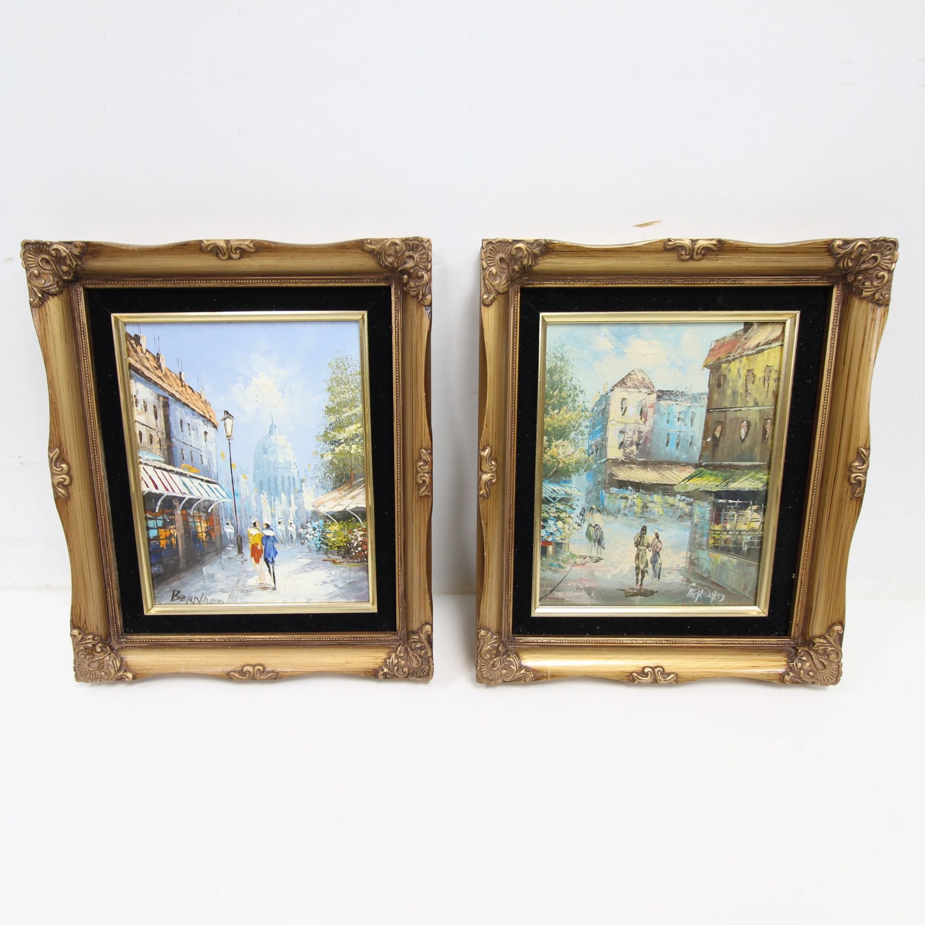 Pair of Small Framed Oil Paintings signed Bernard
