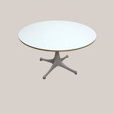A Vitra Round White Pedestal Coffee Side Table By George Nelson