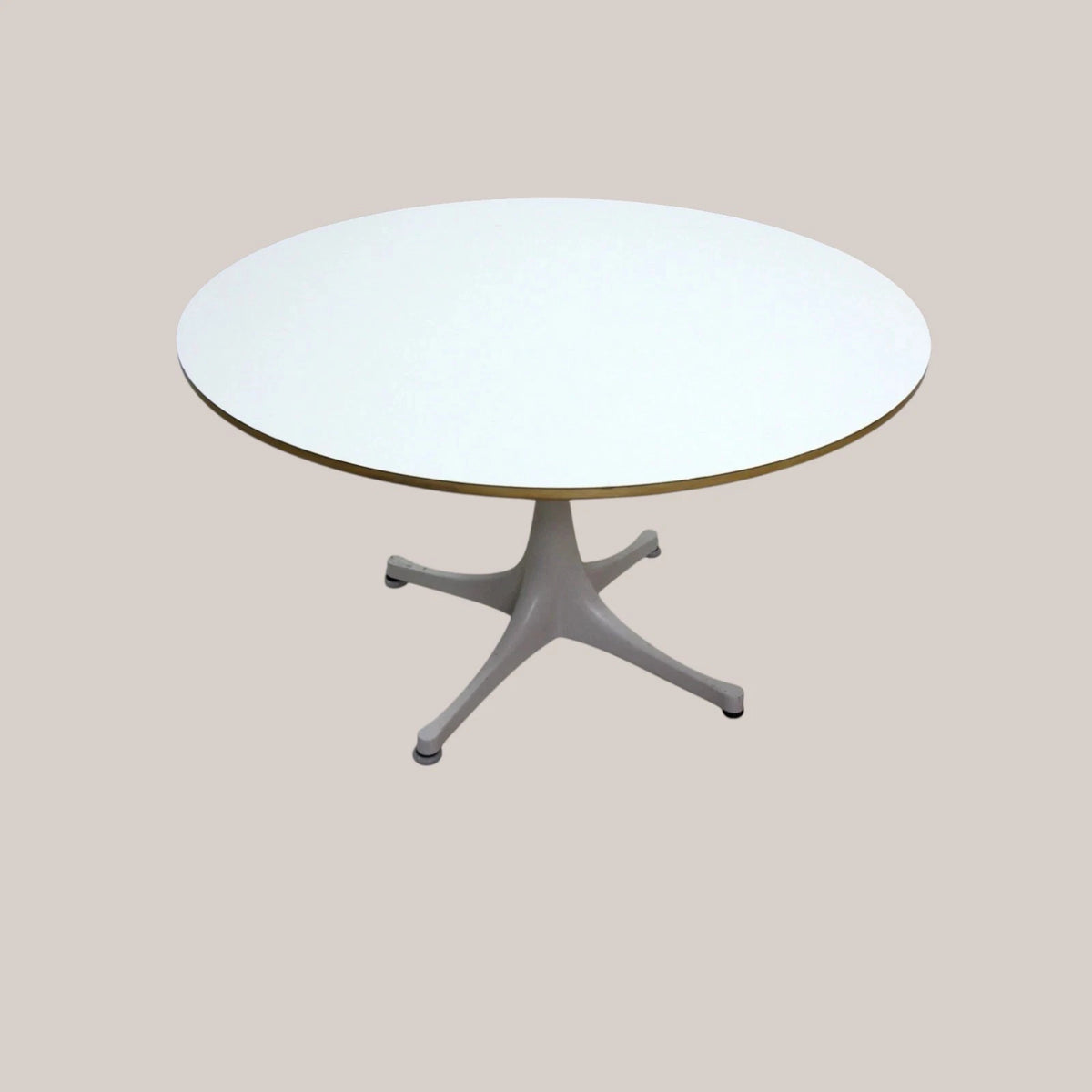 A Vitra Round White Pedestal Coffee Side Table By George Nelson