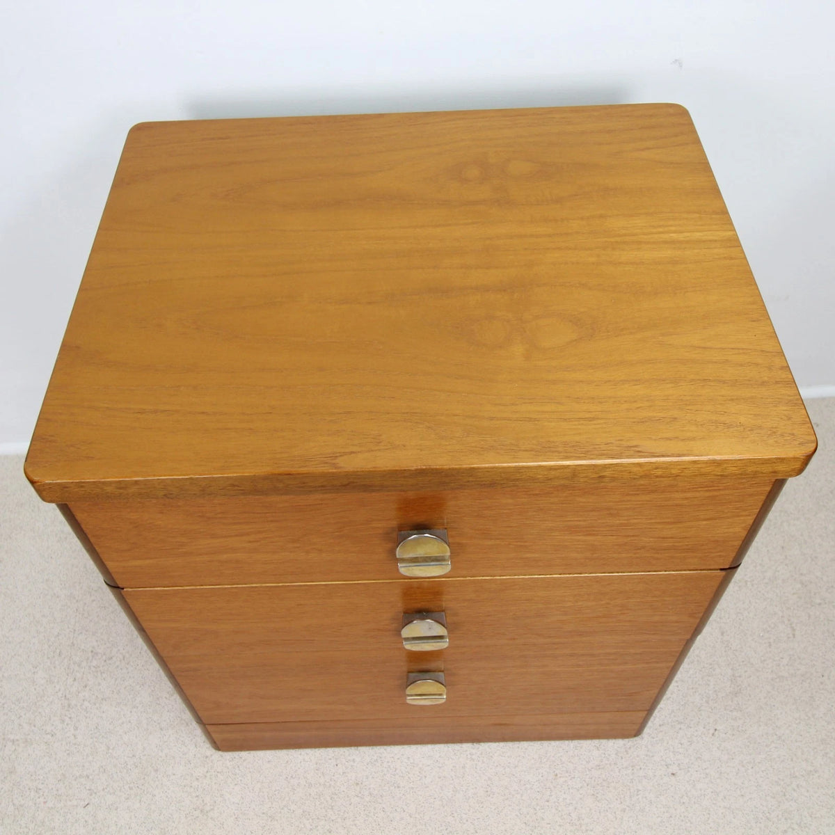 Mid Century Stag Cantata Teak 3 Drawer Bedside Cabinet