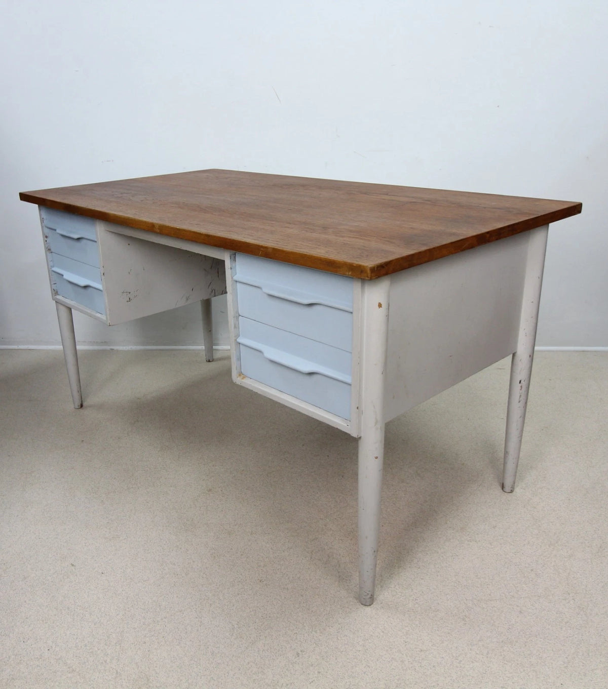 Vintage Teak Shabby Chic Painted Writing Desk