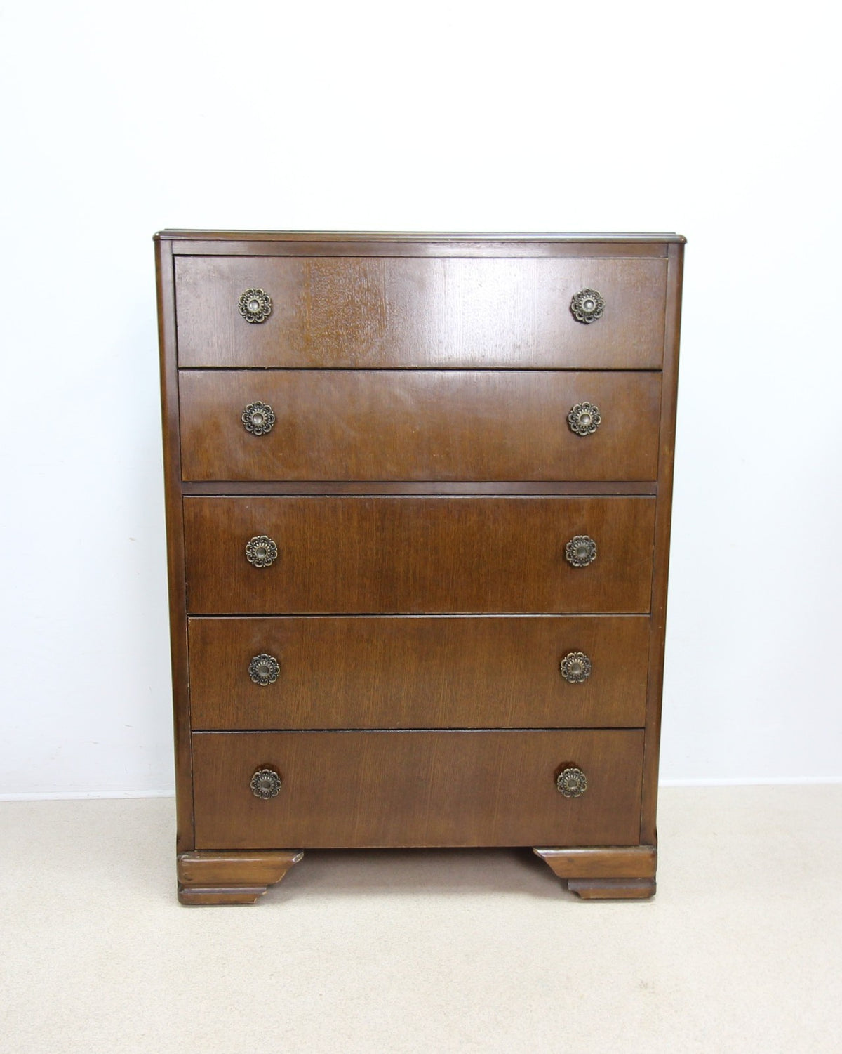 Mid Century Harry Lebus Chest of Drawers in Dark Oak