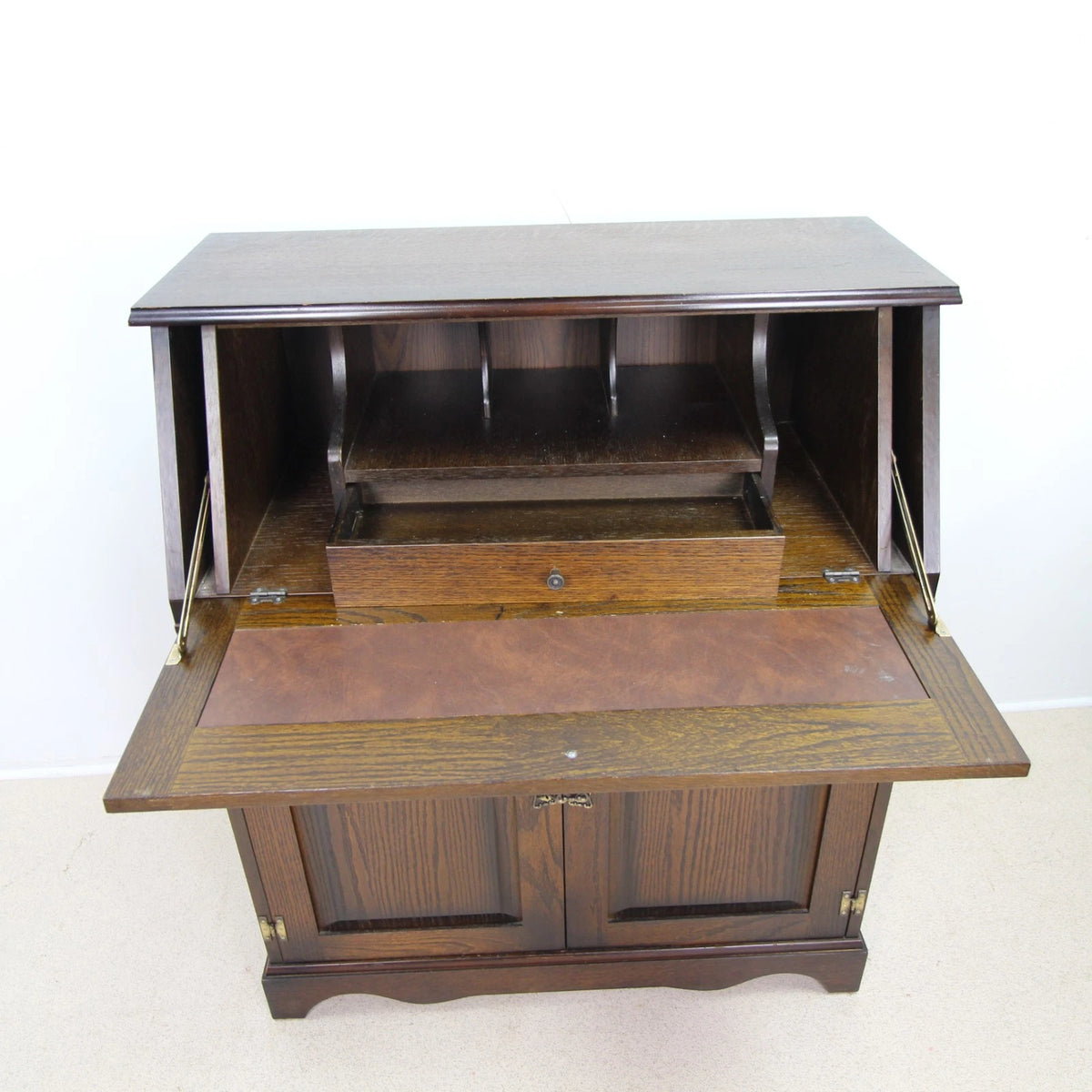 A Vintage Style Wood Effect Writing Bureau In Dark Finish