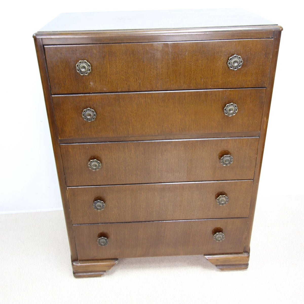 Mid Century Harry Lebus Chest of Drawers in Dark Oak