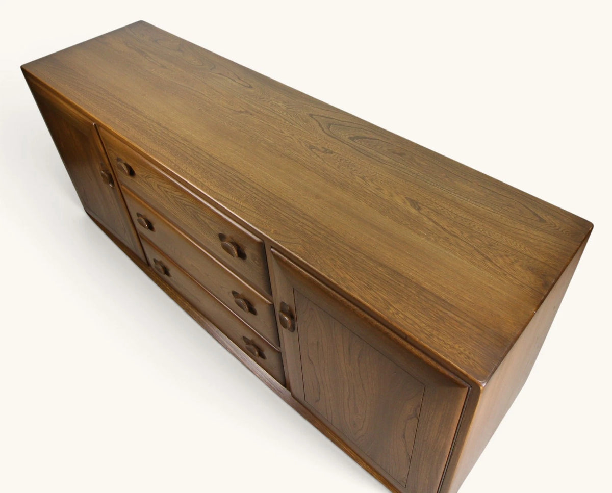 Vintage Ercol Solid Elm Sideboard In Golden Dawn