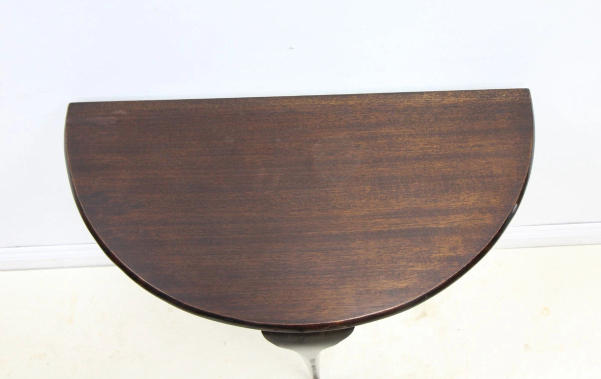 Vintage Mahogany Demi Lune Side Console Table By H. Shaw London