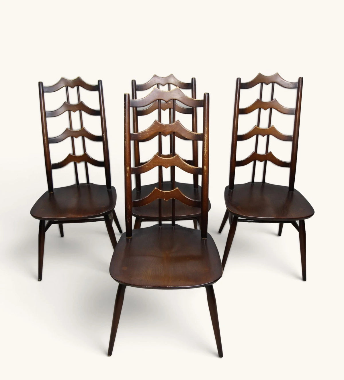 Vintage Mid Century Set of 4 Ercol 496 Batwing Dining Chairs
